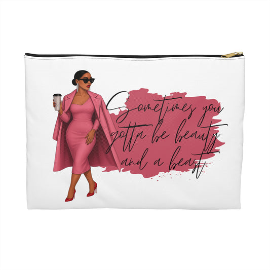 Chic Accessory Pouch, Empowering Makeup Bag, Stylish Gift for Her, Trendy Storage Organizer, Inspirational Quote Design