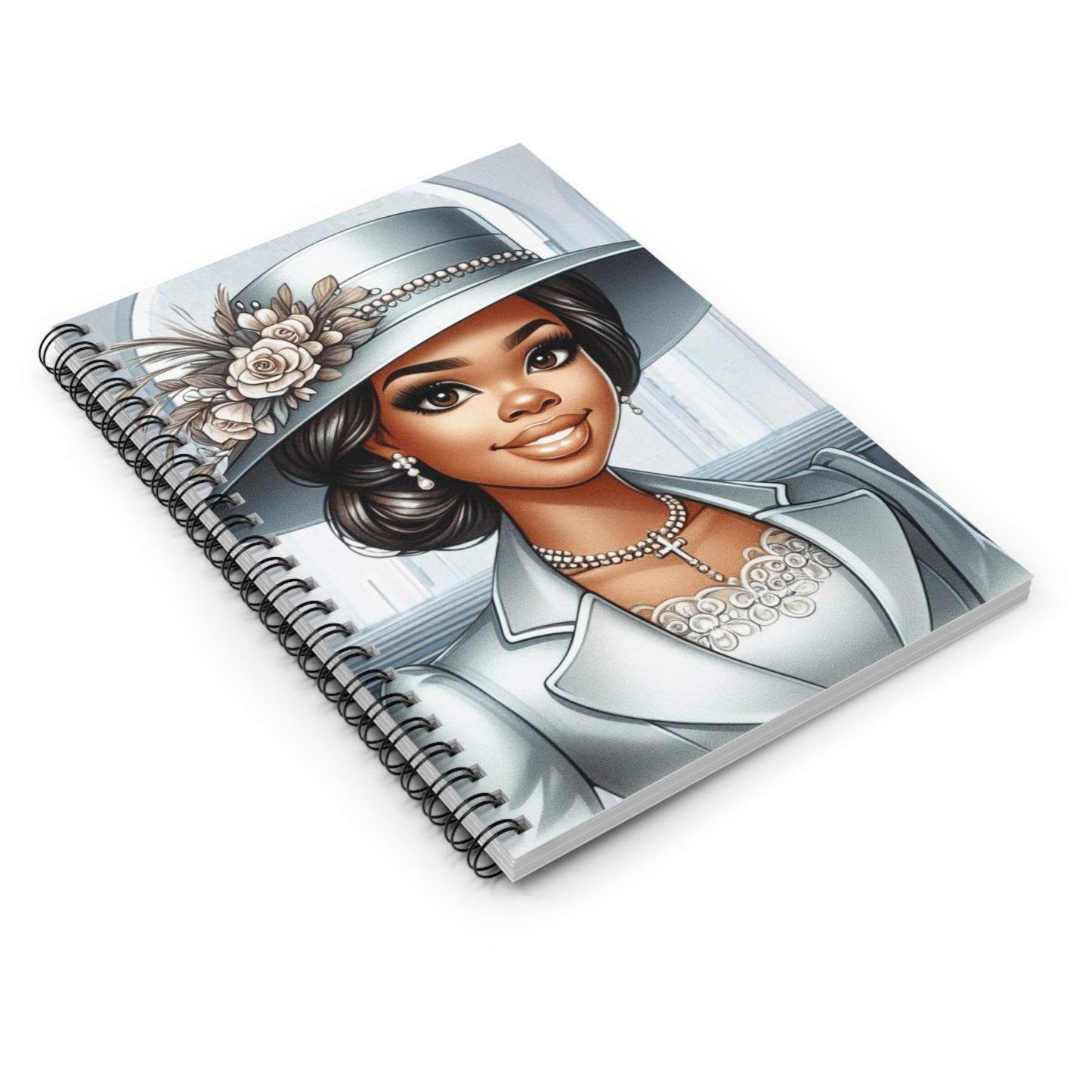 Elegant Spiral Notebook - Ruled Line with Chic Hat Design