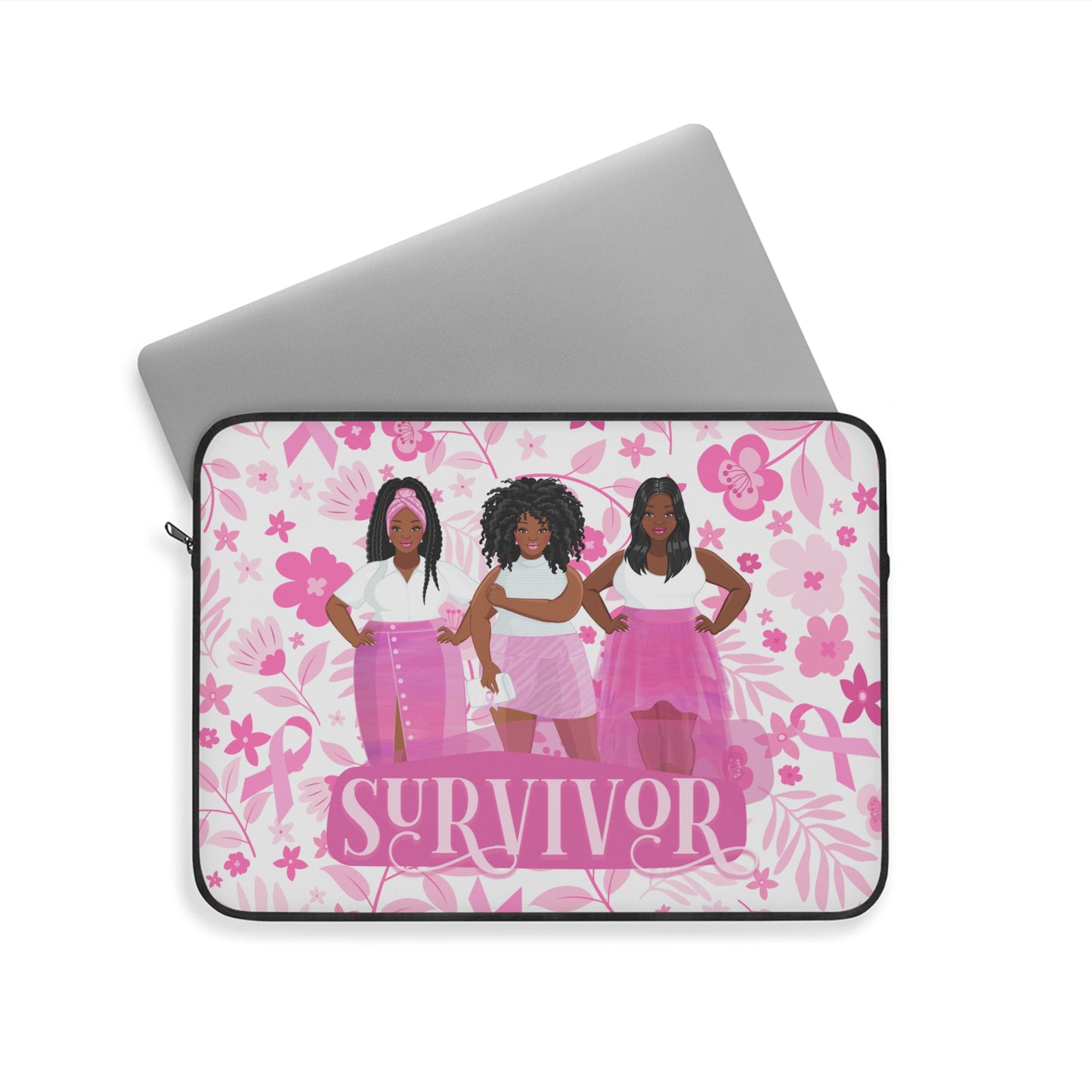 Empowering Survivor Laptop Sleeve, Breast Cancer Awareness Gift, Inspirational Tech Accessory, Women Empowerment, Motivational Laptop Case
