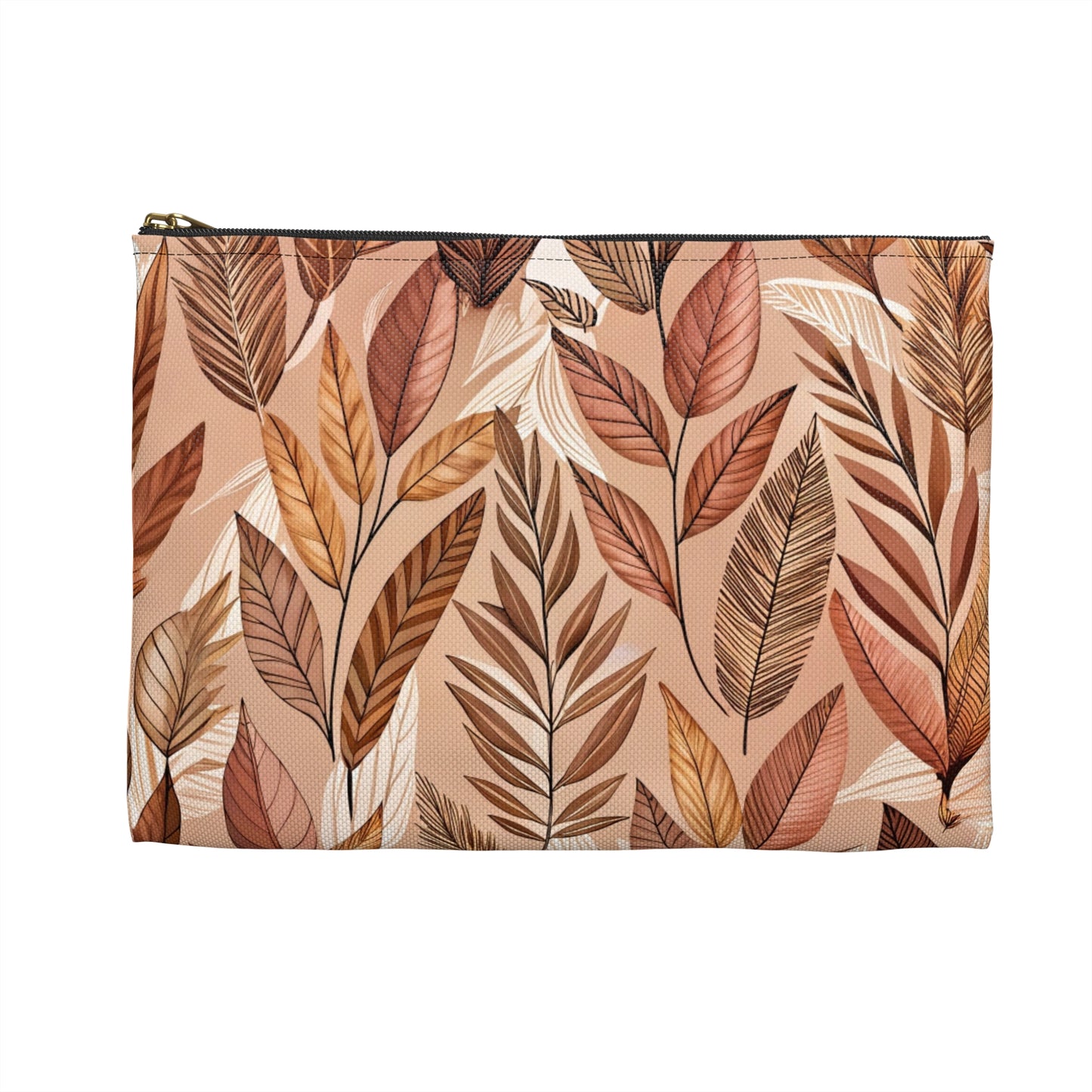 Bohemian Leaf Accessory Pouch - Floral Clutch, Makeup Bag, Travel Organizer, Gift for Her, Fall Decor