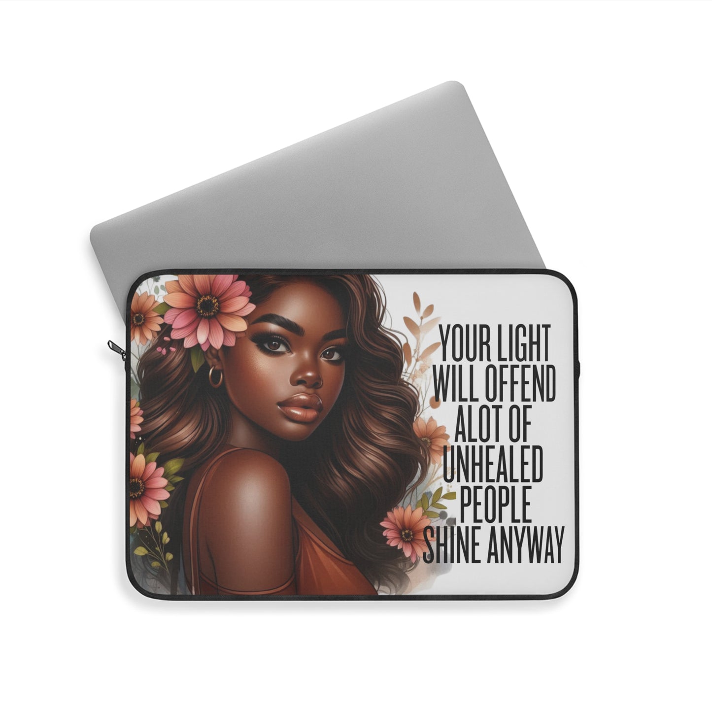 Empowered Woman Laptop Sleeve | Feminist Tech Accessory, Birthday Gift, Motivational Quote, Floral Design, Modern Laptop Case
