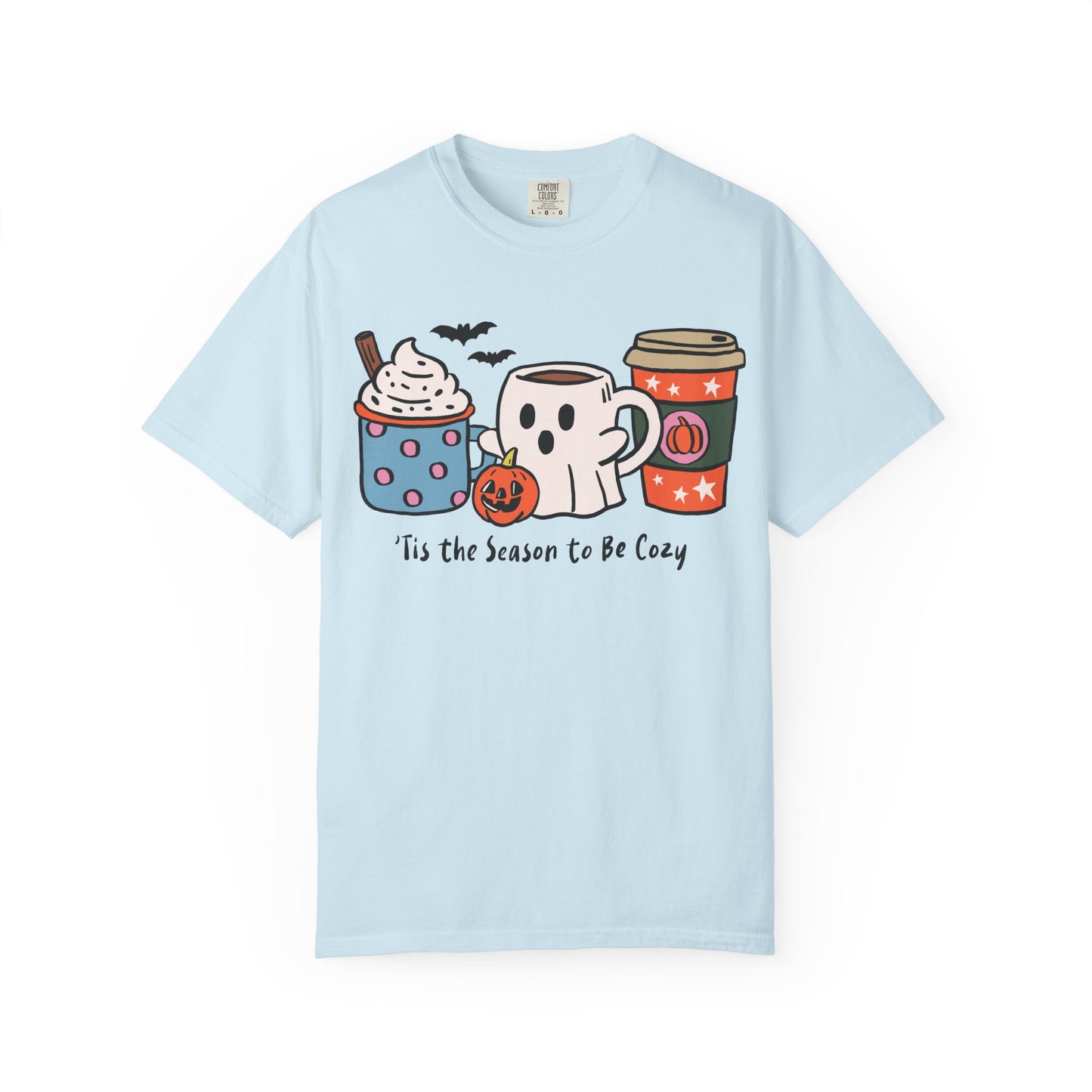 Cozy Halloween T-Shirt, Unisex Fashion Tee, Fall Apparel, Pumpkin Spice Drink Shirt, Seasonal Outfit, Gifts for Halloween Lovers