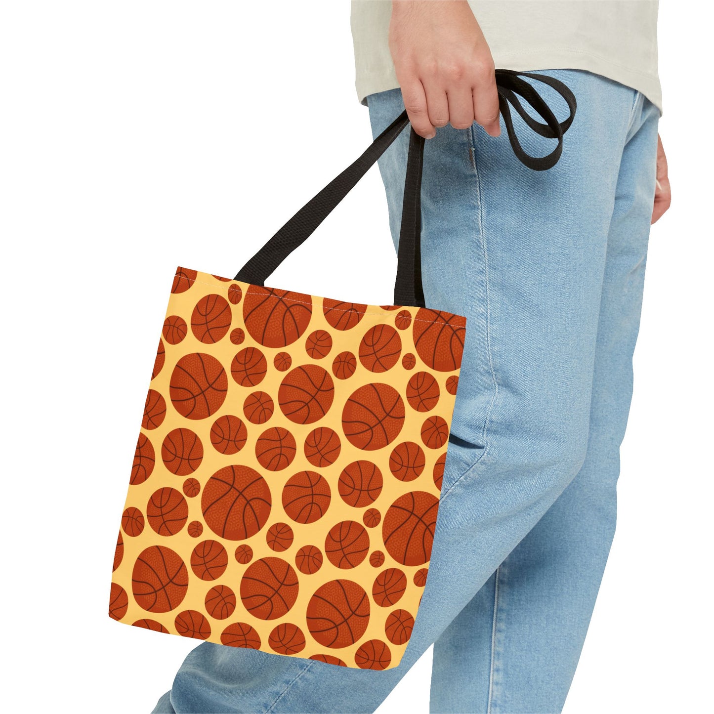 Basketball Pattern Tote Bag - Perfect for Sports Lovers, Gym Essentials, Game Day, Coaches, Team Gifts
