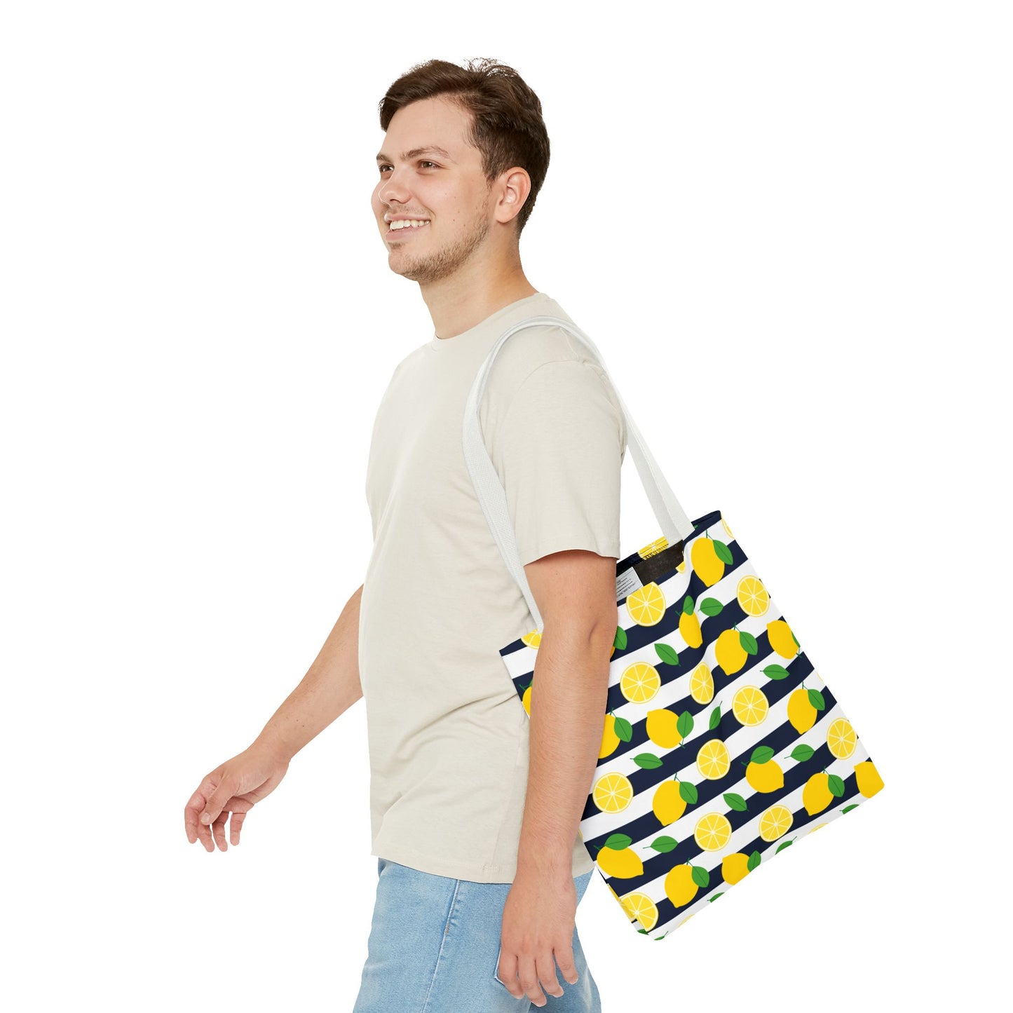 Lemon Stripe Tote Bag - Cute Beach Bag, Grocery Tote, Summer Accessories, Gift for Her, Vacation Carryall