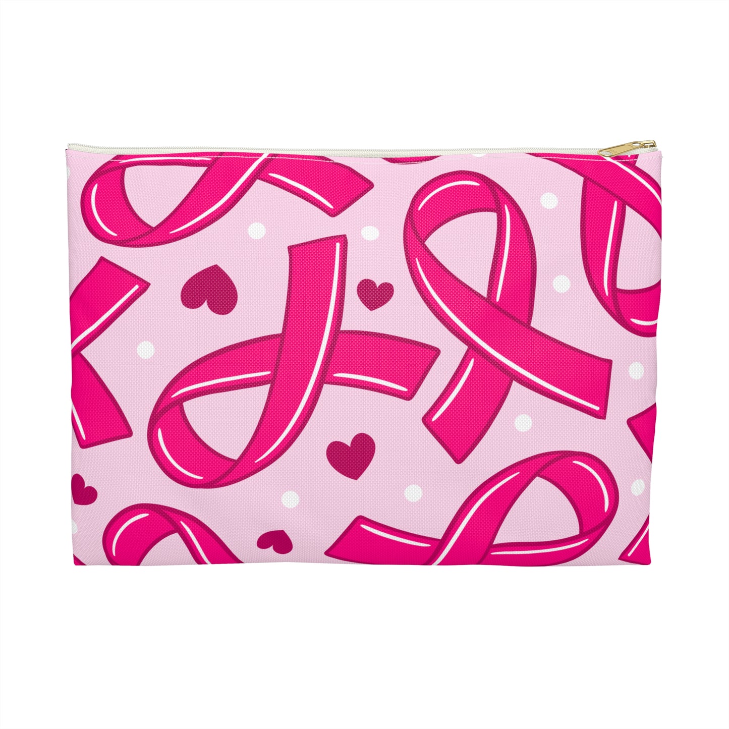Breast Cancer Awareness Accessory Pouch, Pink Ribbon Makeup Bag, Gift for Her, Supports Cancer Research, Cosmetic Organizer