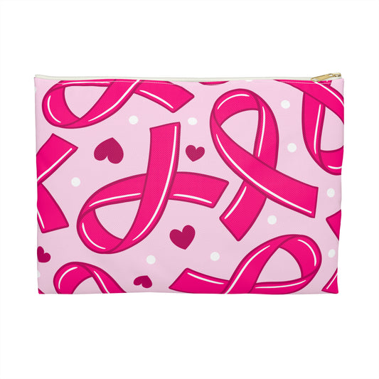 Breast Cancer Awareness Accessory Pouch, Pink Ribbon Makeup Bag, Gift for Her, Supports Cancer Research, Cosmetic Organizer