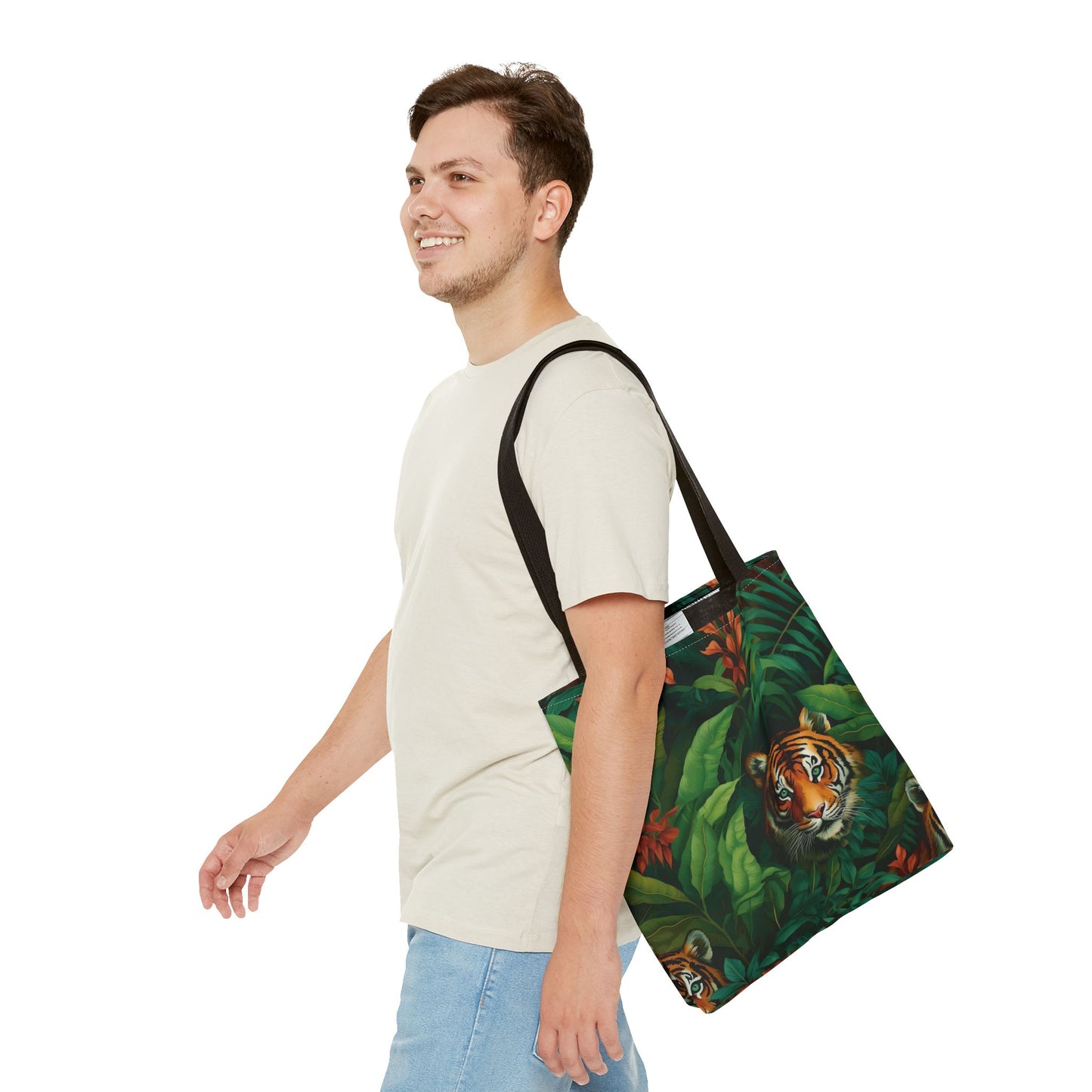 Tote Bag with Jungle Tiger Design | Eco-Friendly Shopping Bag, Gift for Animal Lovers, Reusable Tote for Travel, Beach, Farmers Market