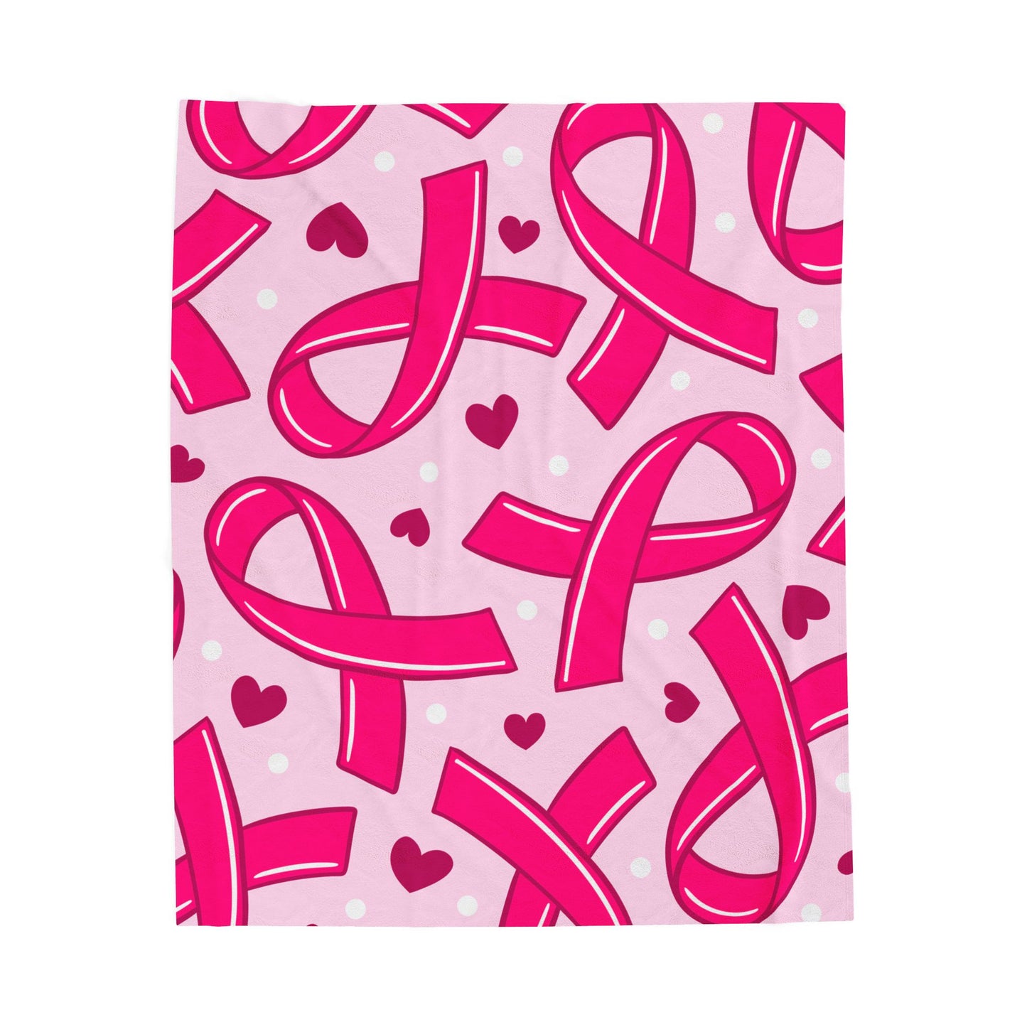 Pink Ribbon Velveteen Plush Blanket for Breast Cancer Awareness, Cozy Gift, Charity Support, Cuddle Up for Hope, Awareness Décor