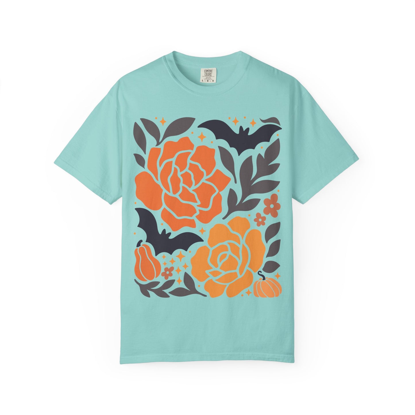 Halloween Floral T-Shirt, Fall Shirt, Unisex Tee, Spooky Apparel, Gift for Her, Floral Top, Autumn Fashion