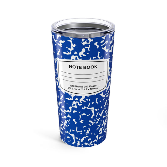 Stylish Note Book Tumbler, 20oz Insulated Travel Mug, Perfect for Students, Writers, Gift for Graduates, School Supplies, Blue