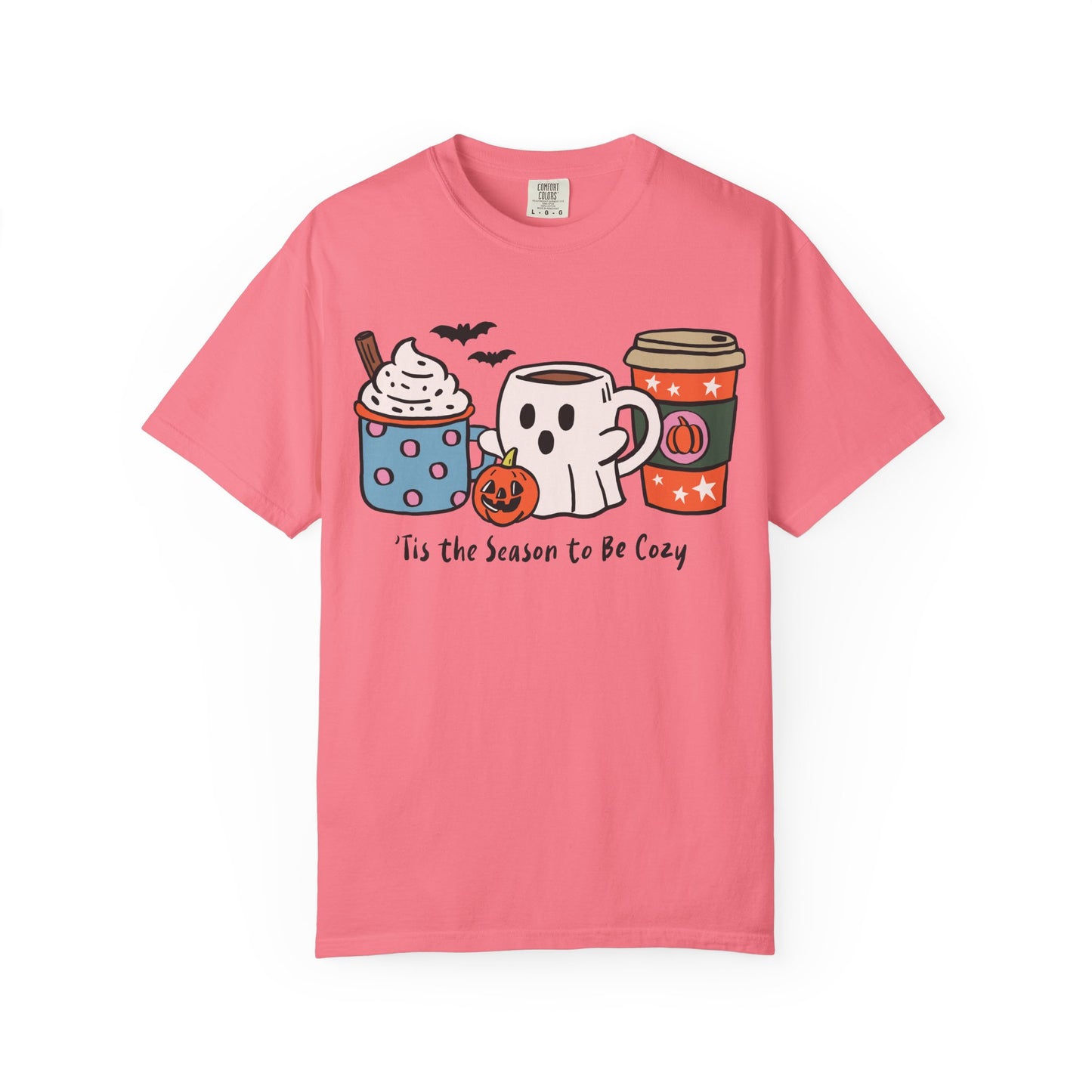 Cozy Halloween T-Shirt, Unisex Fashion Tee, Fall Apparel, Pumpkin Spice Drink Shirt, Seasonal Outfit, Gifts for Halloween Lovers
