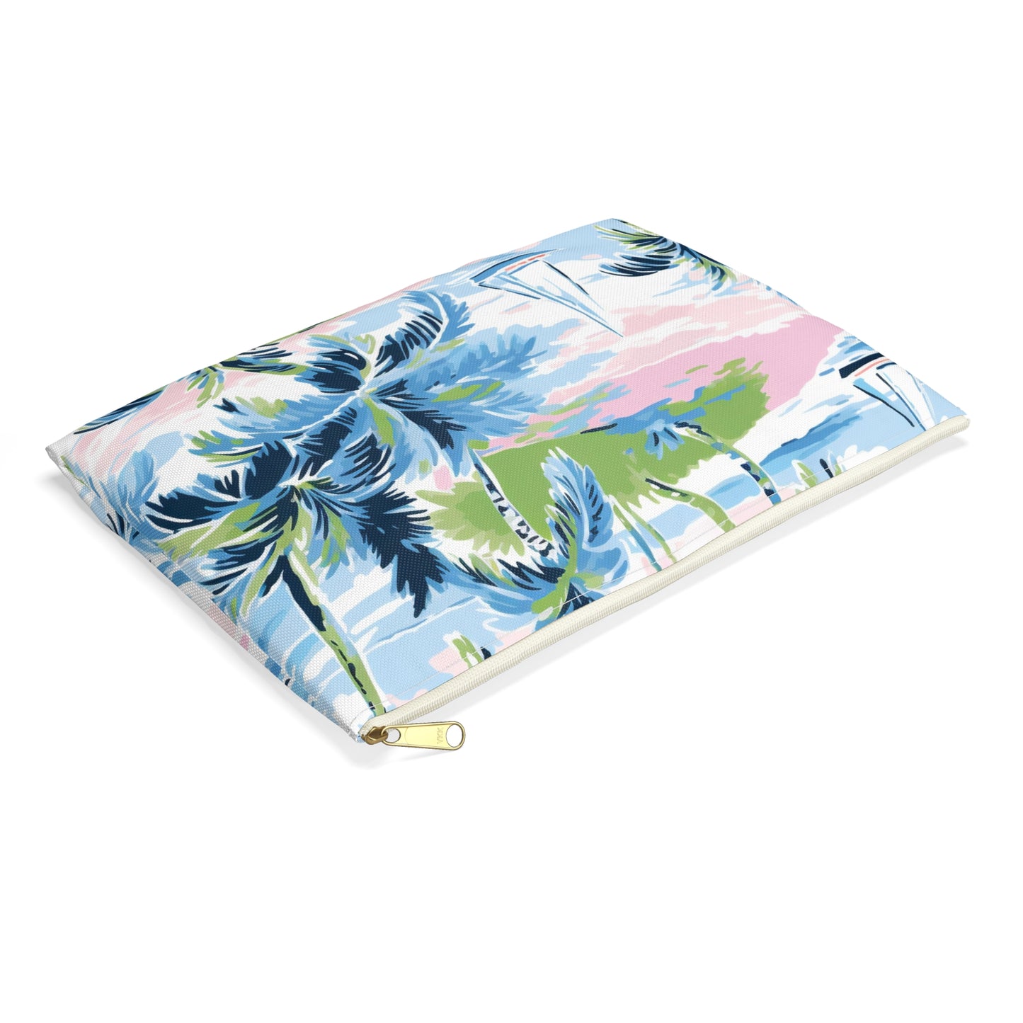 Tropical Print Accessory Pouch, Nautical Makeup Bag, Beach Travel Organizer, Palm Leaf Clutch, Gift for Her