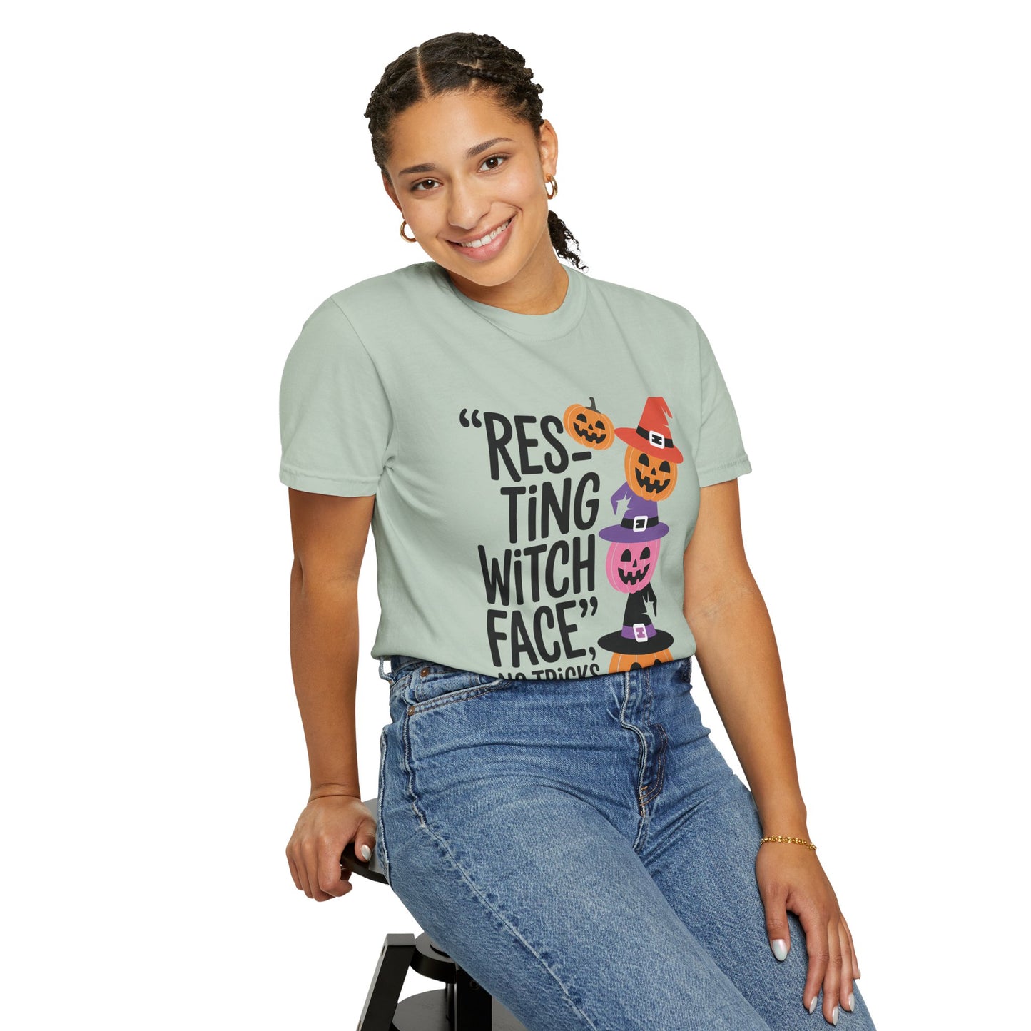 Resting Witch Face T-Shirt, Halloween Shirt, Funny Tee, Unisex Garment-Dyed T-Shirt, Holiday Apparel, Seasonal Fashion, Spooky Style