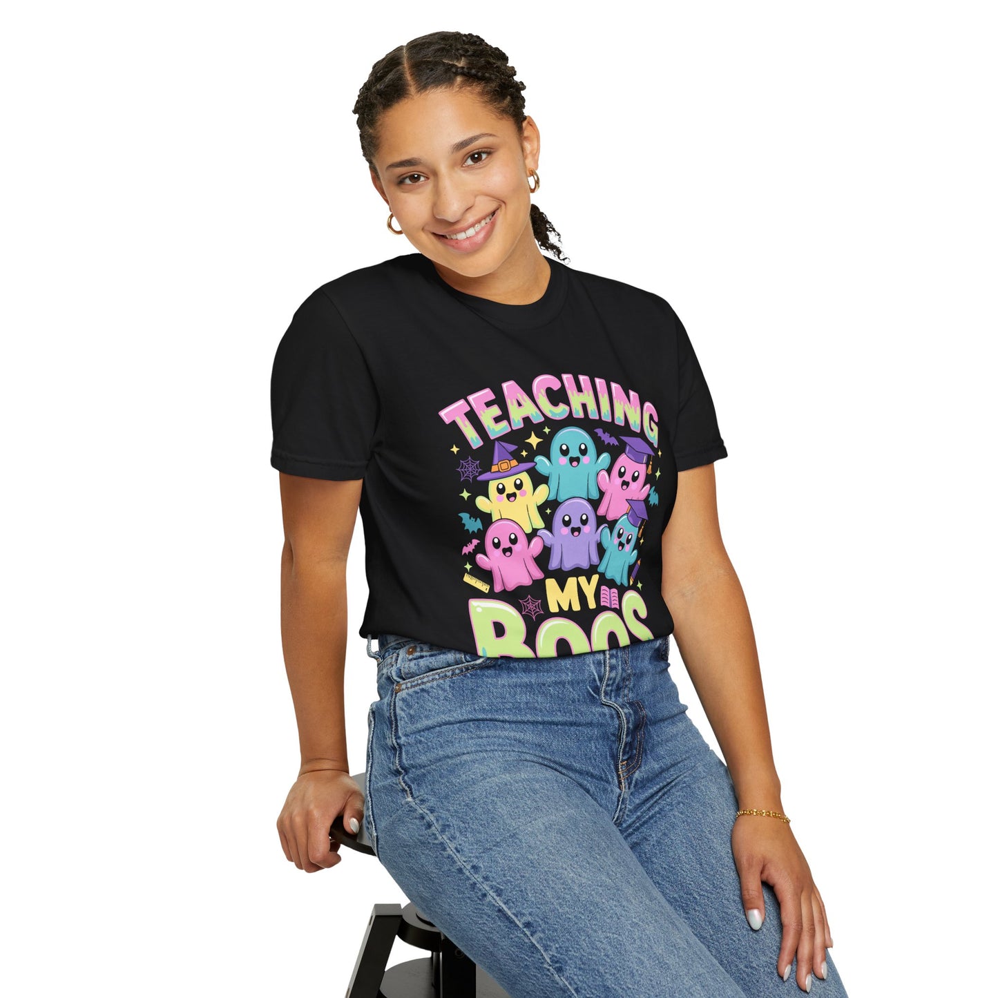 Colorful Teaching My Boos T-Shirt, Cute Halloween Gift, Teacher Appreciation Top, Fall Fashion Wear, Unisex Spooky Shirt