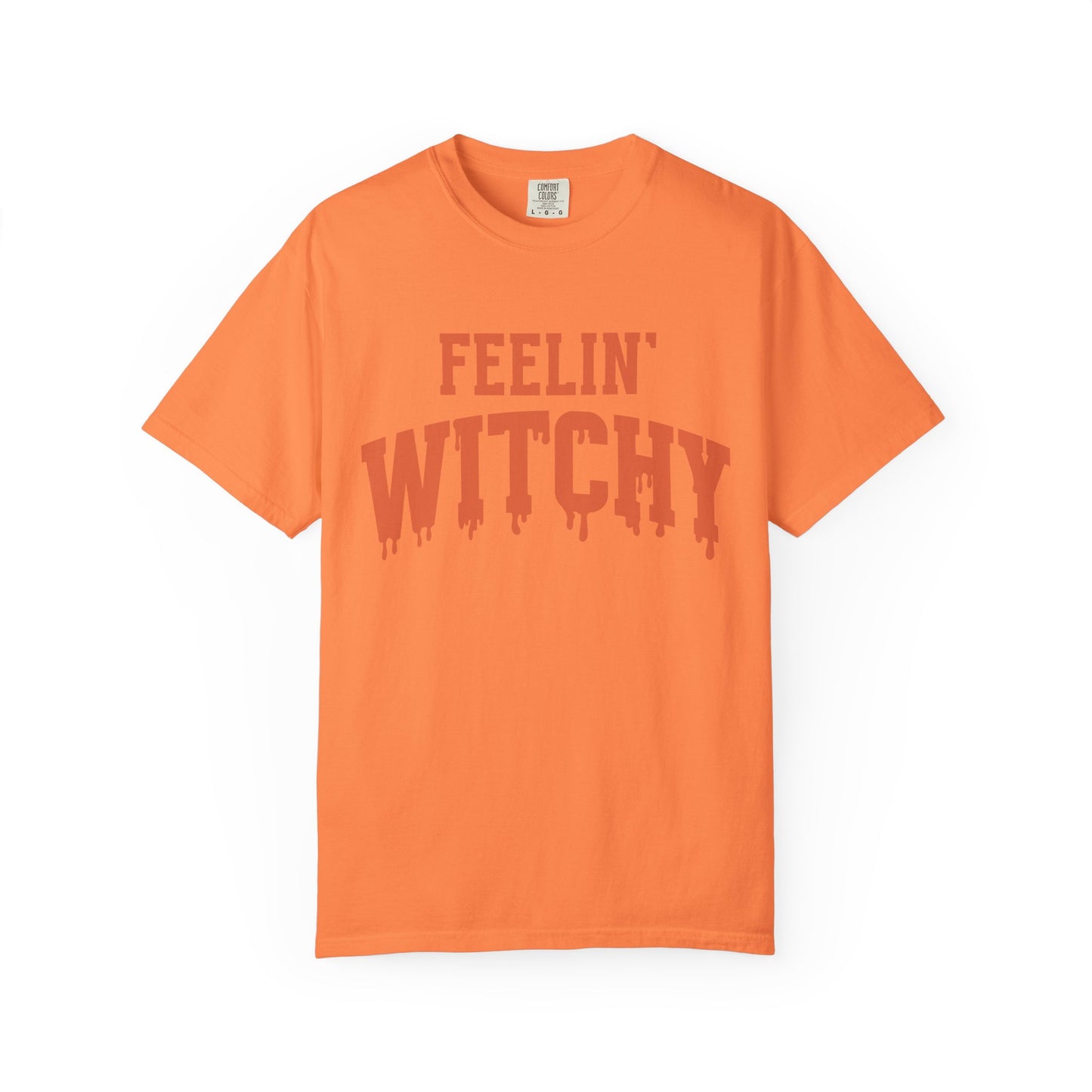 Unisex Garment-Dyed T-Shirt - Feelin' Witchy, Halloween Shirt, Cozy Casual Tee, Fall Fashion, Spooky Seasonal Wear
