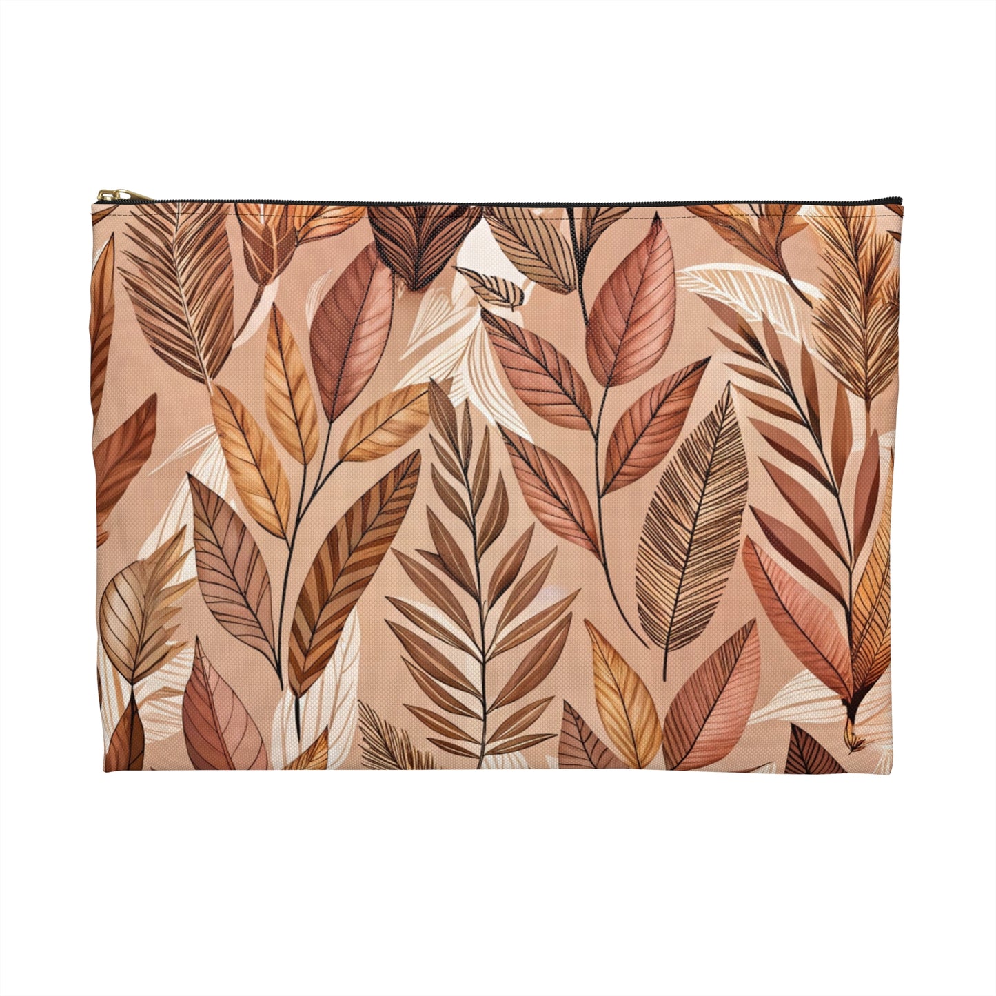Bohemian Leaf Accessory Pouch - Floral Clutch, Makeup Bag, Travel Organizer, Gift for Her, Fall Decor