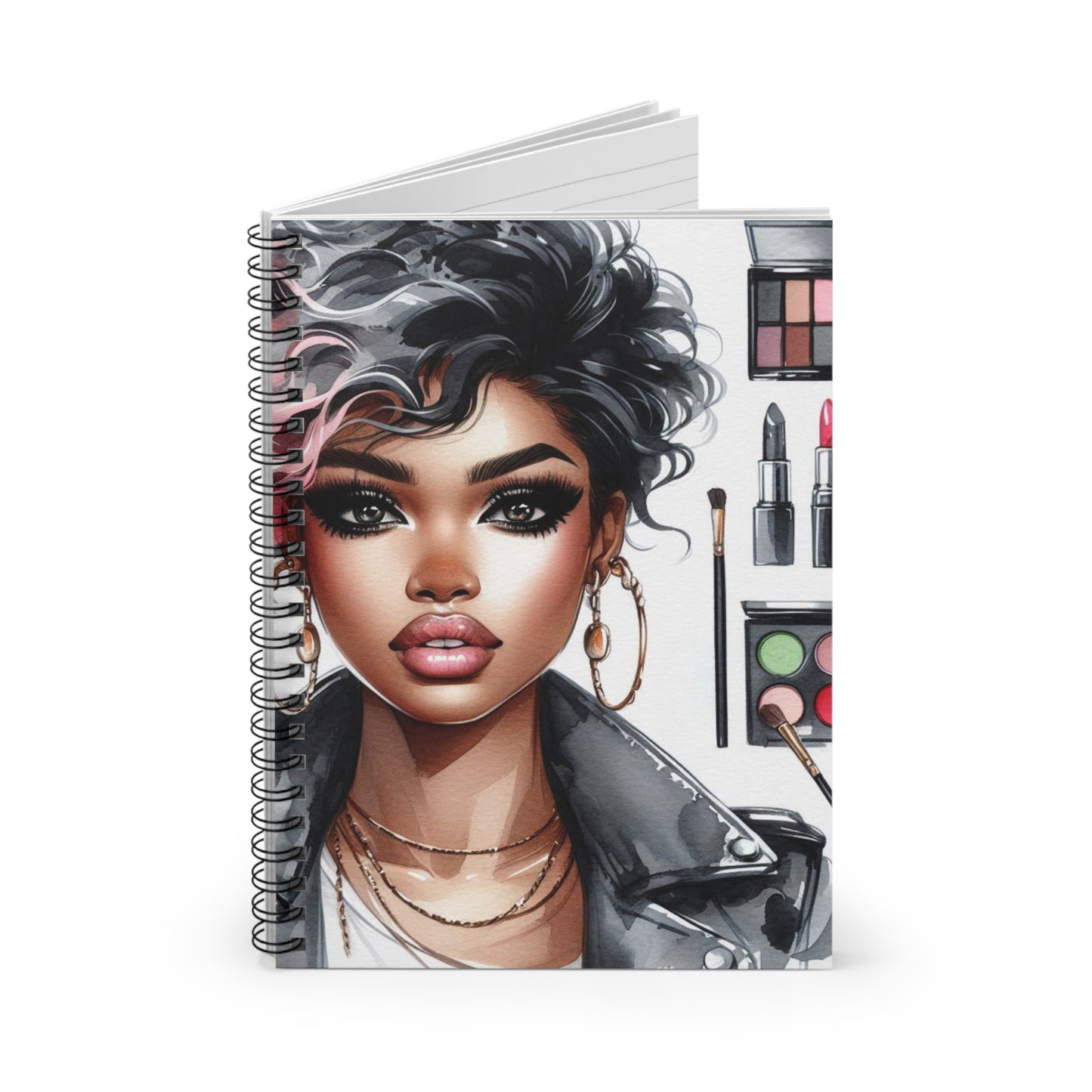 Fierce Glam Spiral Notebook - Ruled Line, Makeup Lover Journal