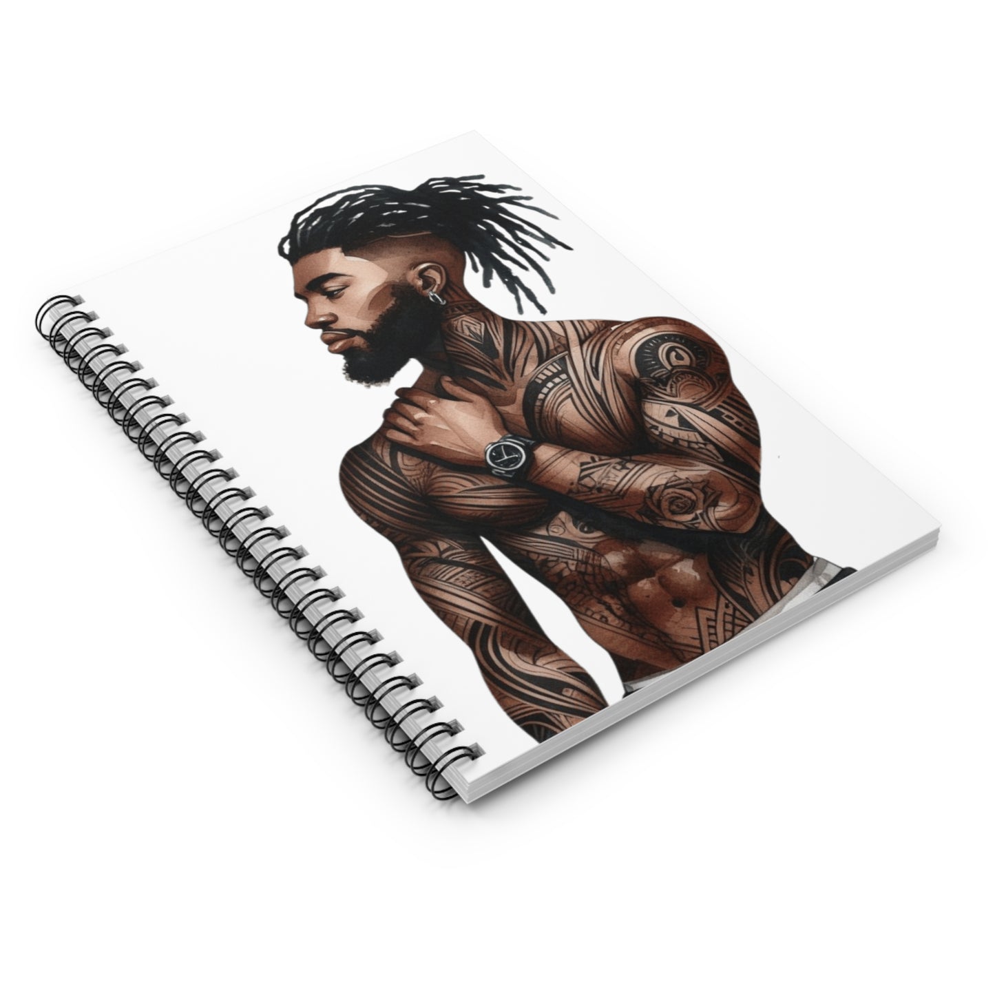 Stylish Spiral Notebook - Ruled Lines with Bold Tattoo Design