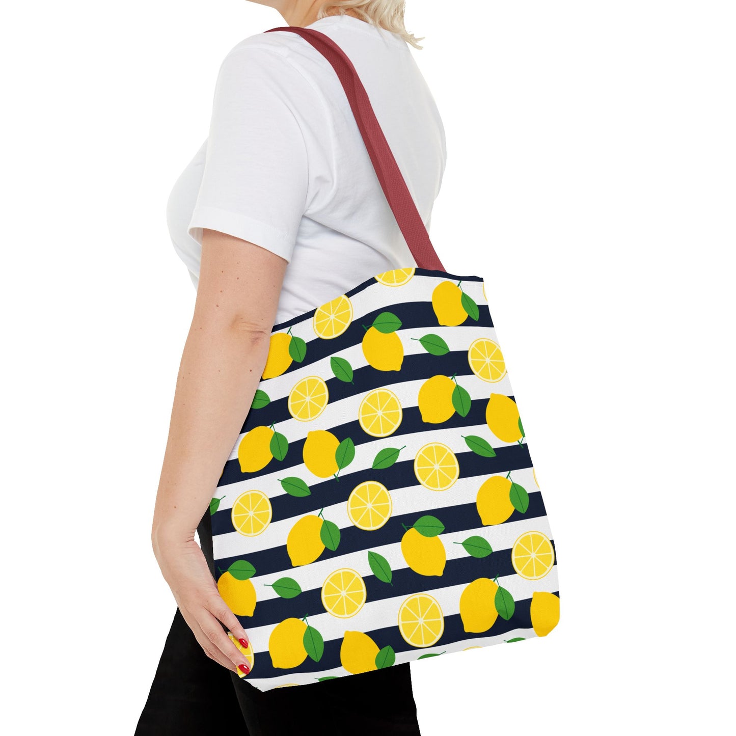 Lemon Stripe Tote Bag - Cute Beach Bag, Grocery Tote, Summer Accessories, Gift for Her, Vacation Carryall