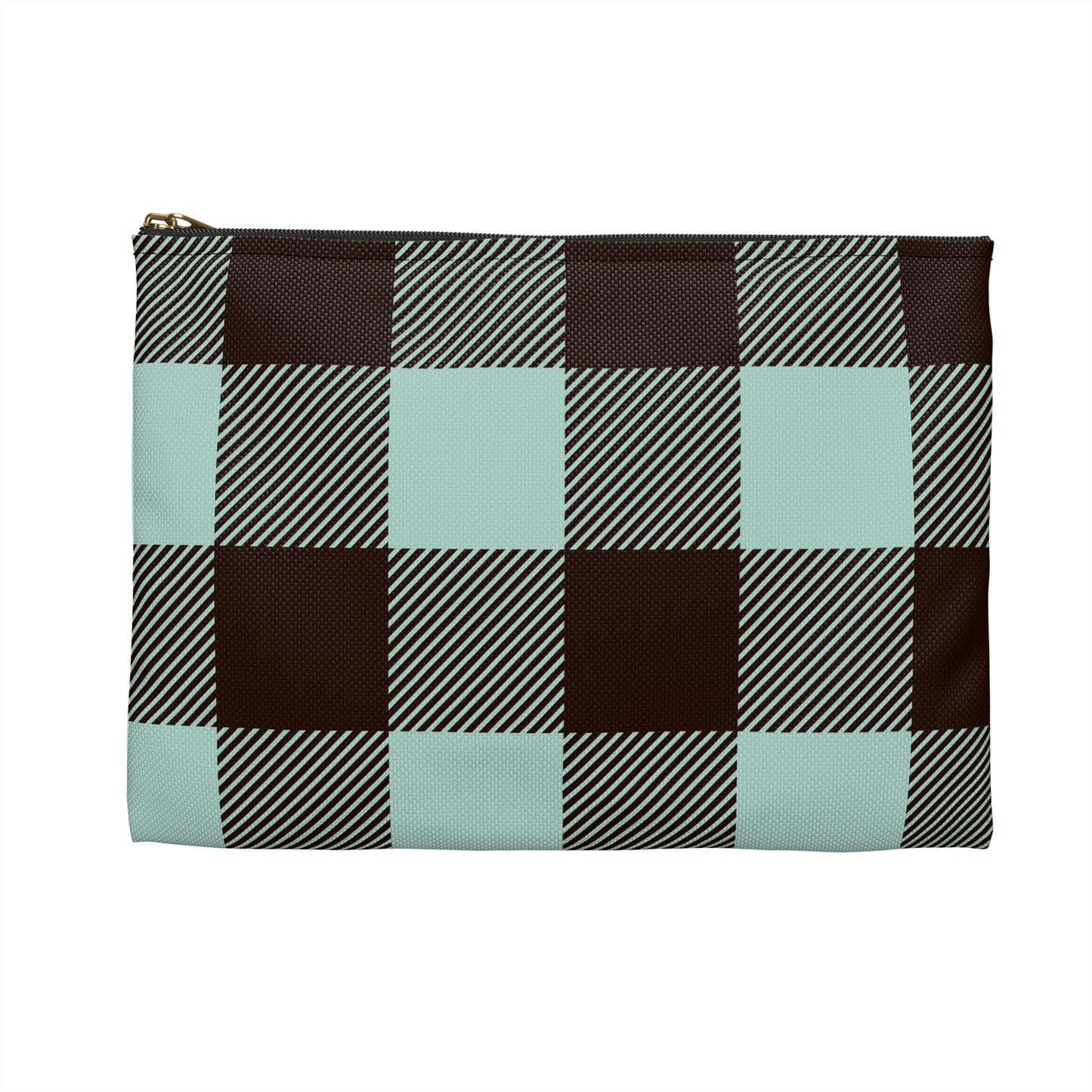 Chic Plaid Accessory Pouch, Fashionable Makeup Bag, Stylish Organizing Tote, Perfect Gift for Her, Ideal for Travel and Daily Use, Turquoise