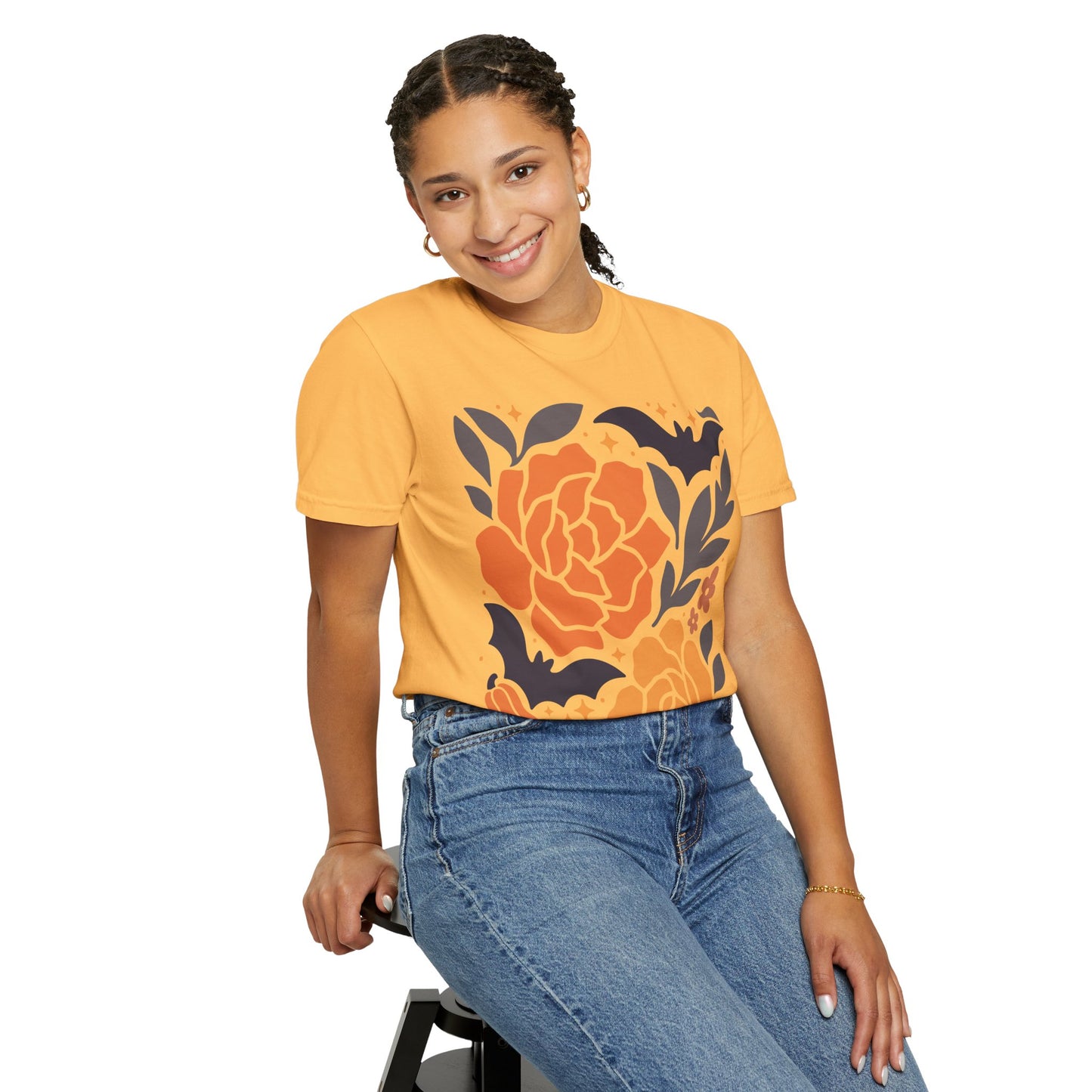 Halloween Floral T-Shirt, Fall Shirt, Unisex Tee, Spooky Apparel, Gift for Her, Floral Top, Autumn Fashion