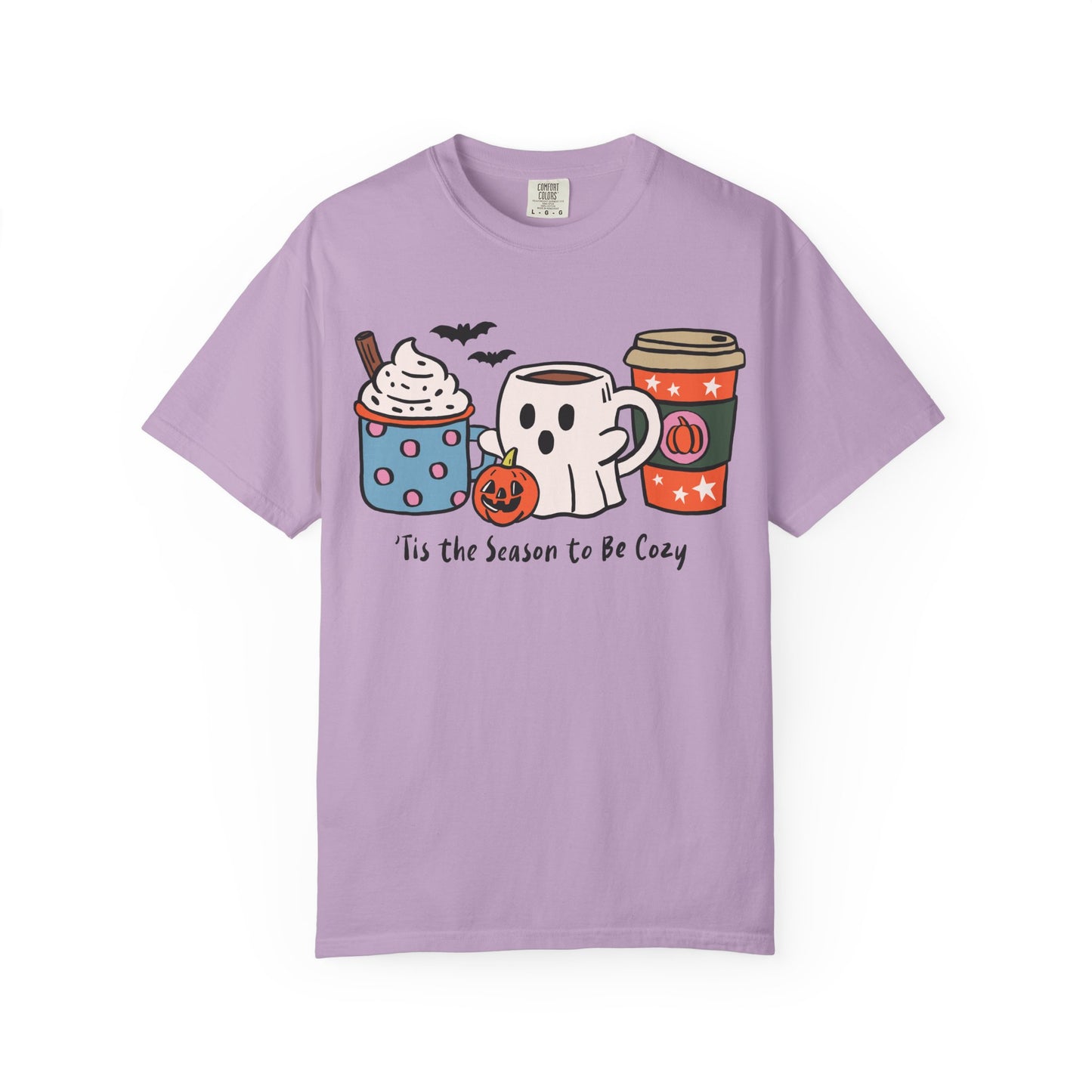 Cozy Halloween T-Shirt, Unisex Fashion Tee, Fall Apparel, Pumpkin Spice Drink Shirt, Seasonal Outfit, Gifts for Halloween Lovers