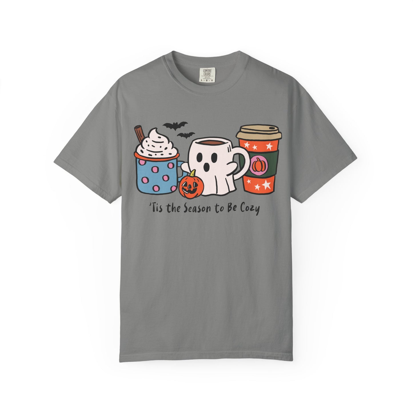 Cozy Halloween T-Shirt, Unisex Fashion Tee, Fall Apparel, Pumpkin Spice Drink Shirt, Seasonal Outfit, Gifts for Halloween Lovers