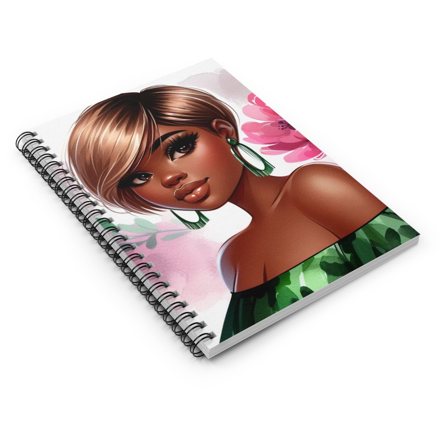 Chic Floral Spiral Notebook - Ruled Lines with Elegant Portrait Design