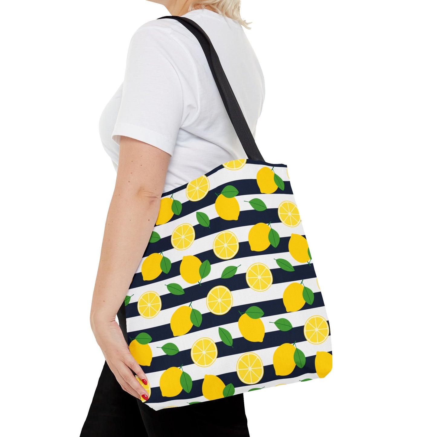 Lemon Stripe Tote Bag - Cute Beach Bag, Grocery Tote, Summer Accessories, Gift for Her, Vacation Carryall