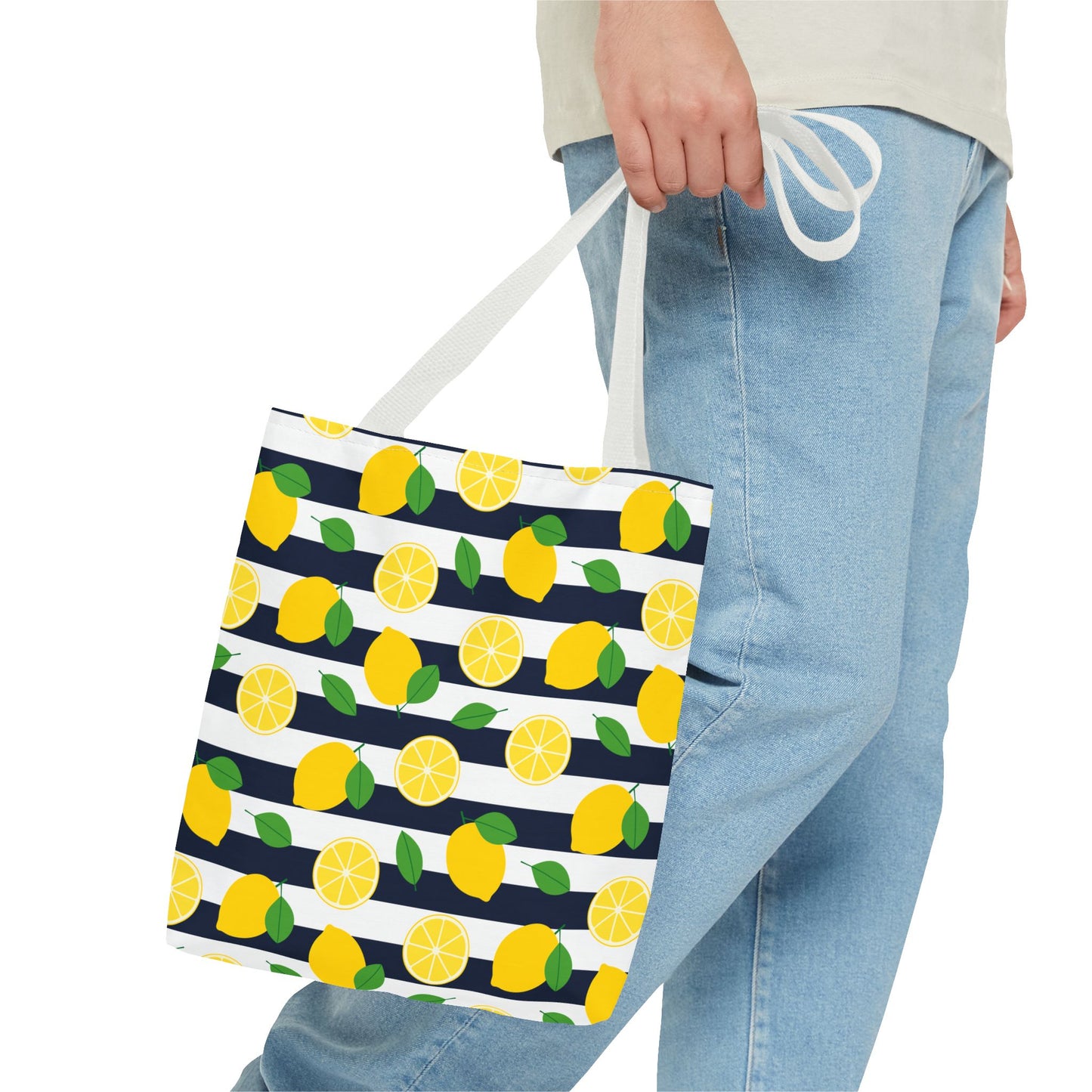 Lemon Stripe Tote Bag - Cute Beach Bag, Grocery Tote, Summer Accessories, Gift for Her, Vacation Carryall