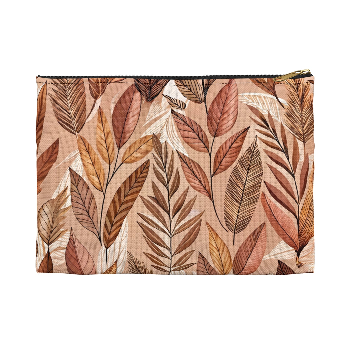 Bohemian Leaf Accessory Pouch - Floral Clutch, Makeup Bag, Travel Organizer, Gift for Her, Fall Decor