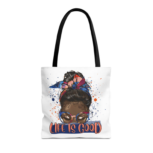 Life Is Good Tote Bag - Colorful Everyday Chic, Gift for Friends, Beach Tote, Shopping Bag, Positive Vibes, Women's Accessory