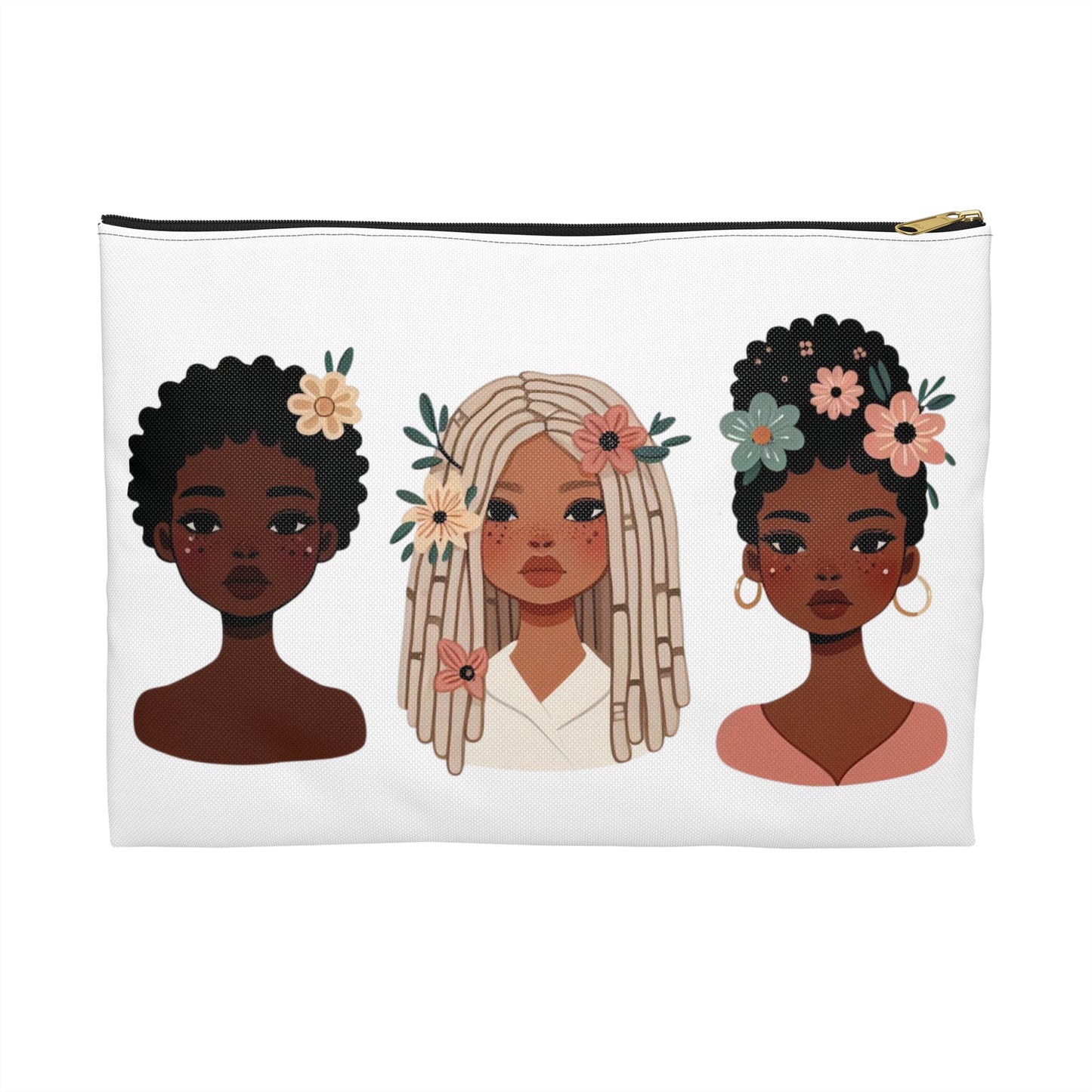Floral Illustration Accessory Pouch - Boho Chic Makeup Bag, Self-Care Essential, Gift for Her, Travel Organizer, Cute Storage Solution