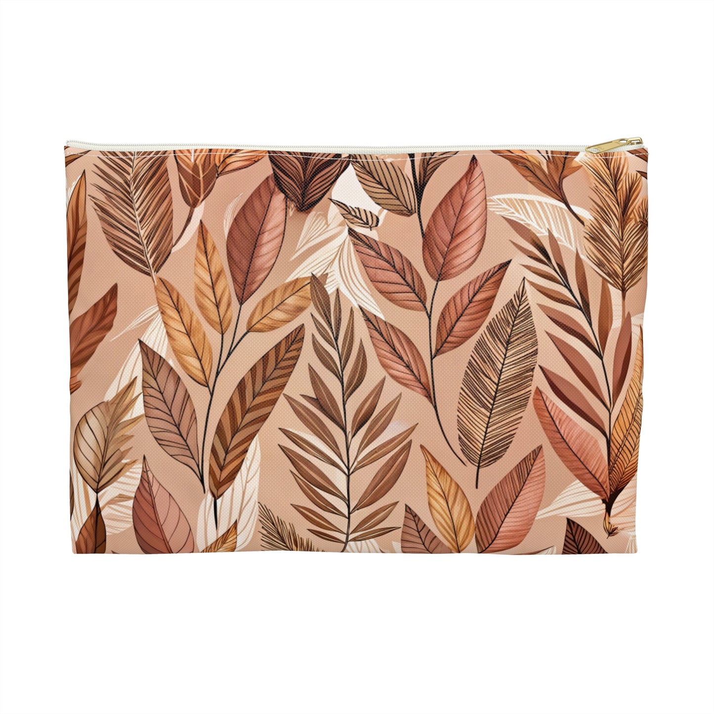 Bohemian Leaf Accessory Pouch - Floral Clutch, Makeup Bag, Travel Organizer, Gift for Her, Fall Decor