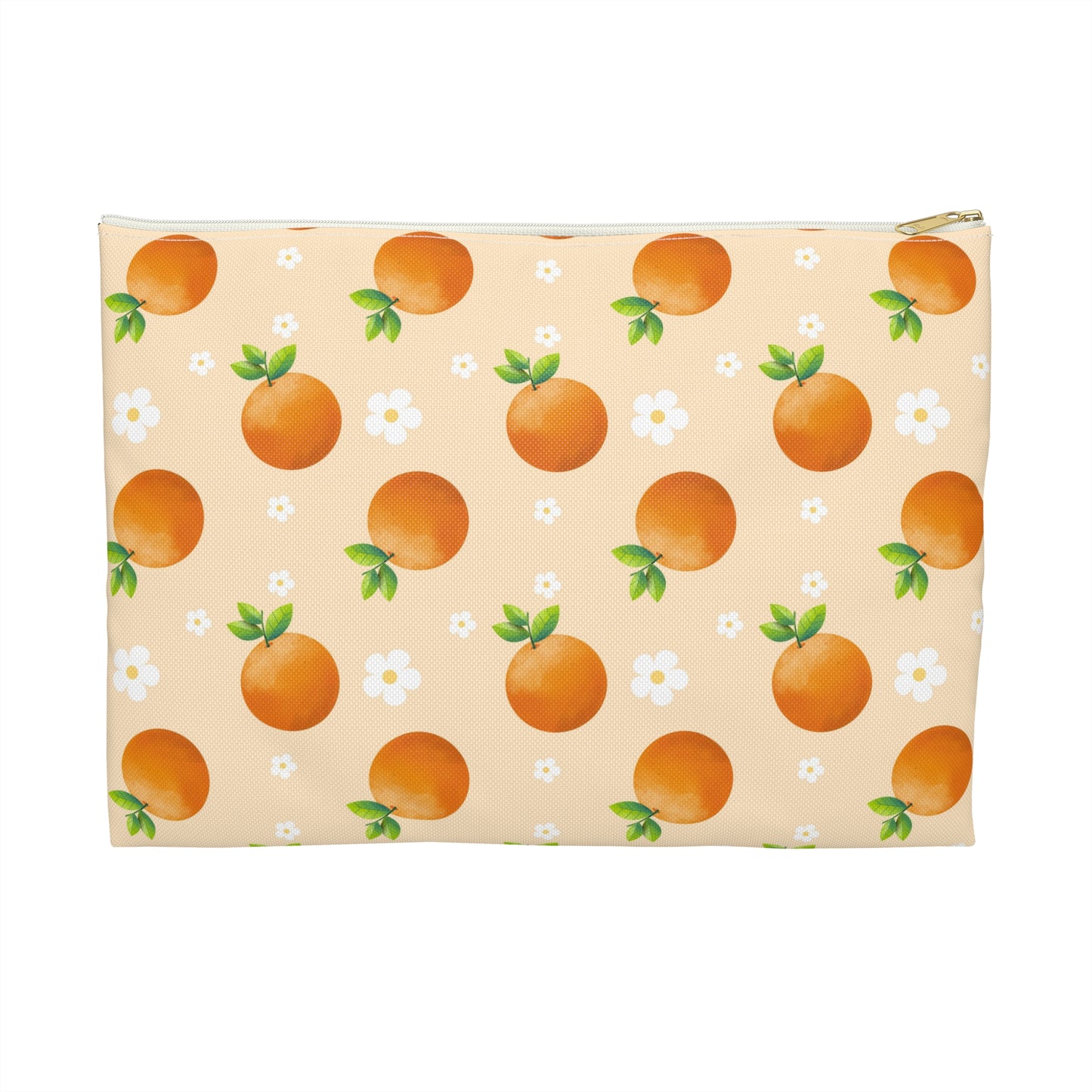 Citrus-Inspired Accessory Pouch, Fun Fruit Pouch, Cute Makeup Bag, Orange Print Clutch, Zippered Organizer, Gift for Her