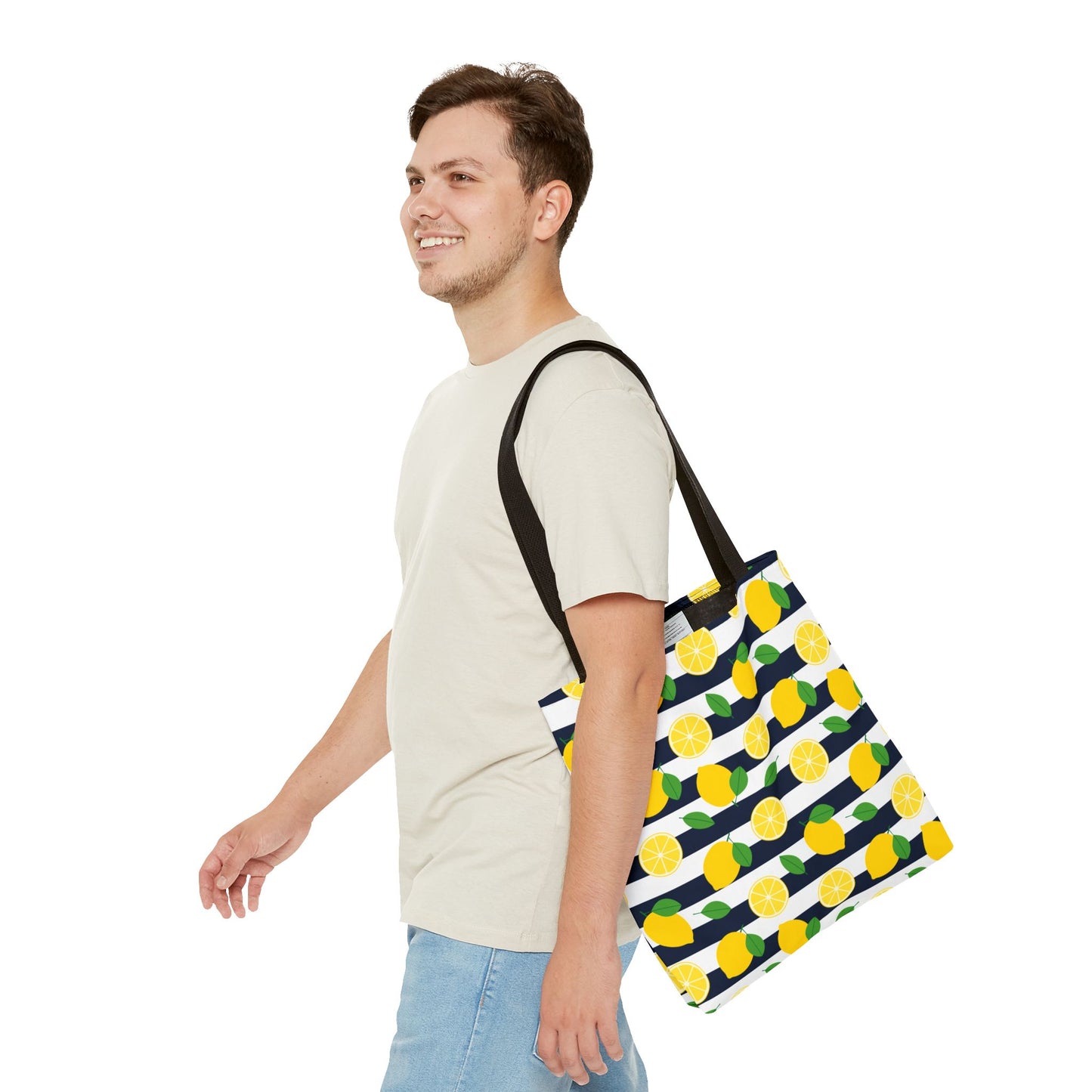 Lemon Stripe Tote Bag - Cute Beach Bag, Grocery Tote, Summer Accessories, Gift for Her, Vacation Carryall