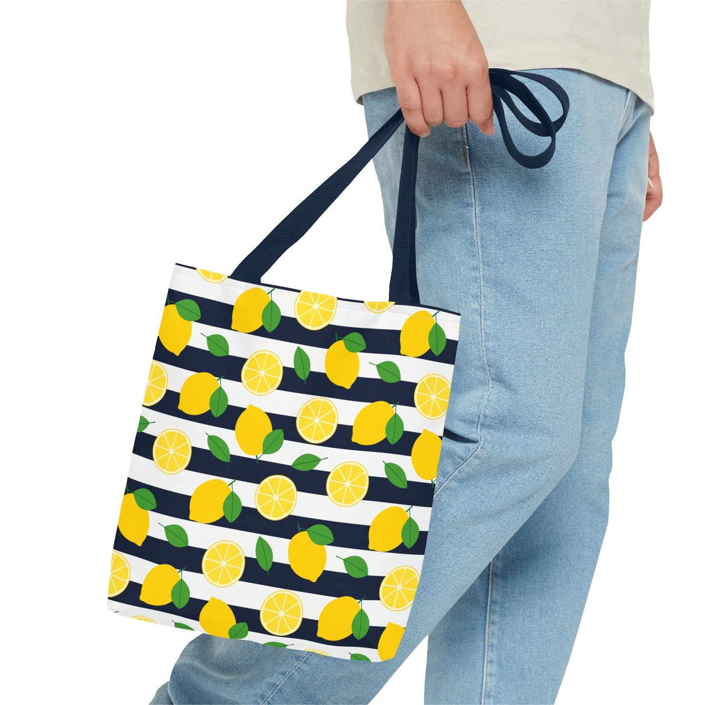 Lemon Stripe Tote Bag - Cute Beach Bag, Grocery Tote, Summer Accessories, Gift for Her, Vacation Carryall