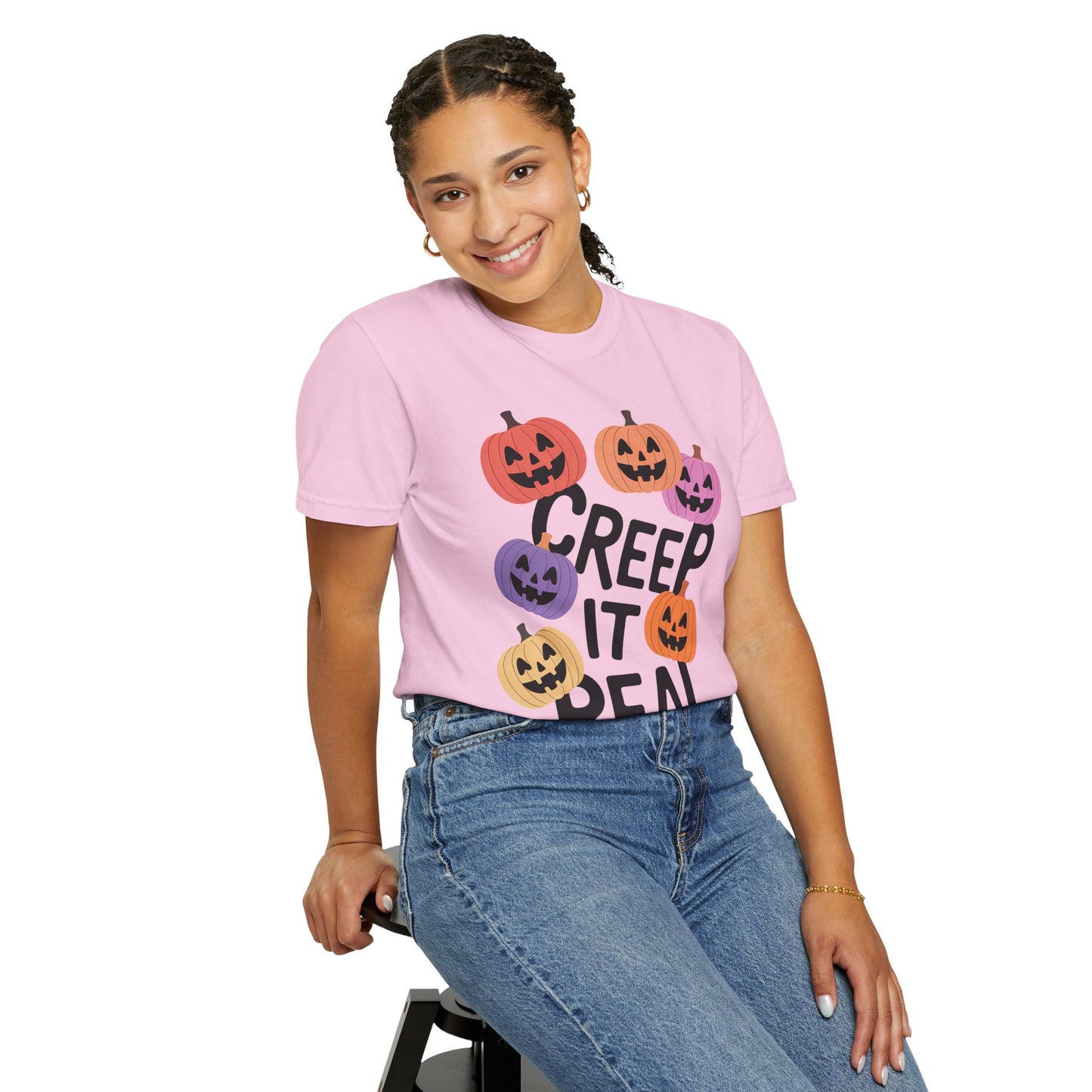 Creep It Real Halloween T-Shirt, Unisex Garment-Dyed Tee, Spooky Apparel, Fall Fashion, Halloween Outfit, Festival Wear