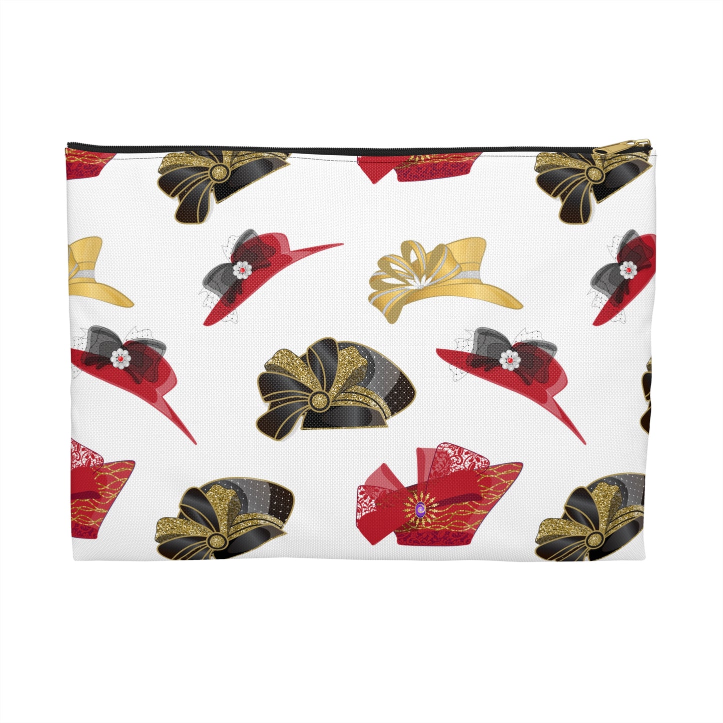 Chic Church Hat Accessory Pouch | Fashion Organizer, Gift for Her, Travel Makeup Bag, Stylish Storage, Hat Print Design