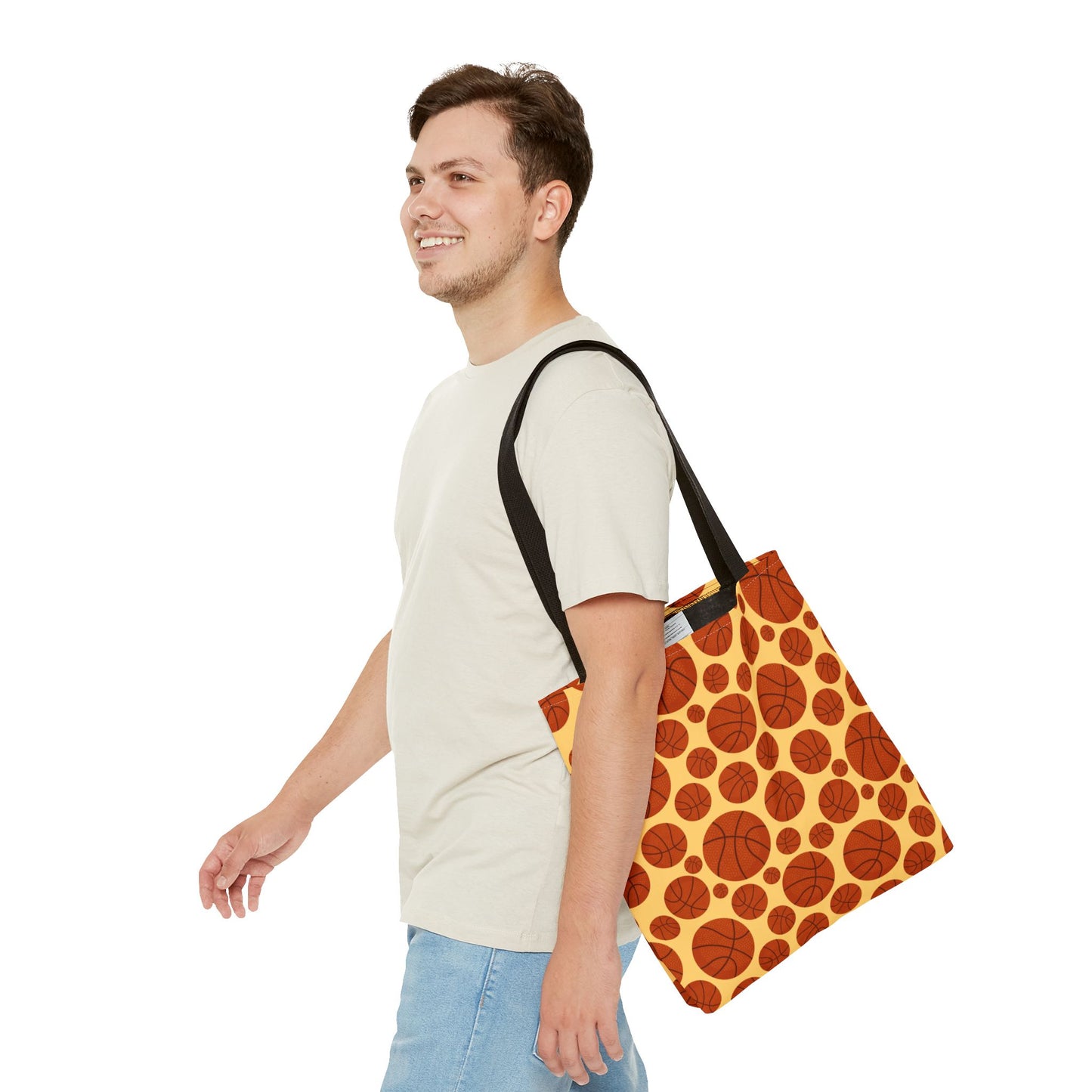 Basketball Pattern Tote Bag - Perfect for Sports Lovers, Gym Essentials, Game Day, Coaches, Team Gifts