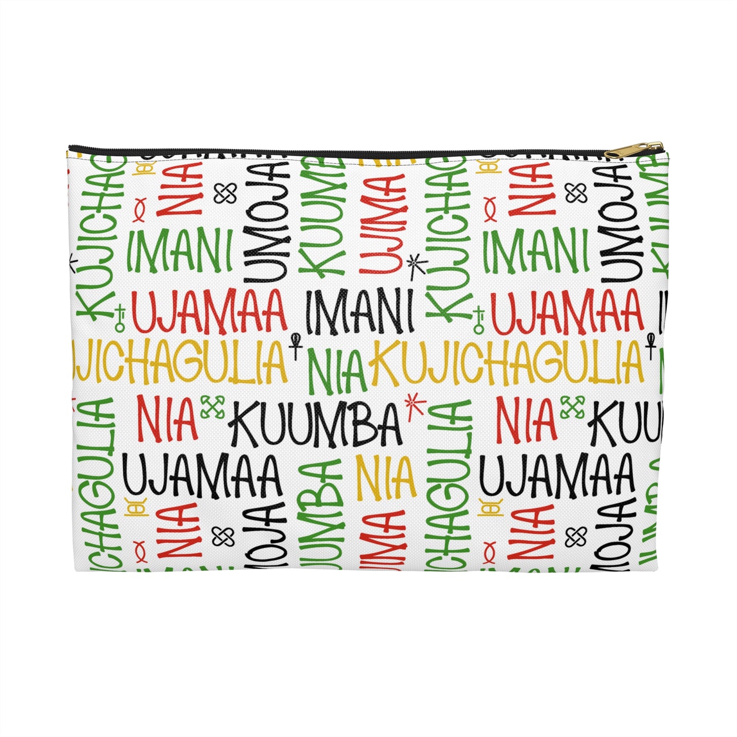 Vibrant Kwanzaa Accessory Pouch, Ethnic Patterns, Holiday Storage Bag, Gift for Her, Travel Makeup Case, Eco-Friendly Pouch