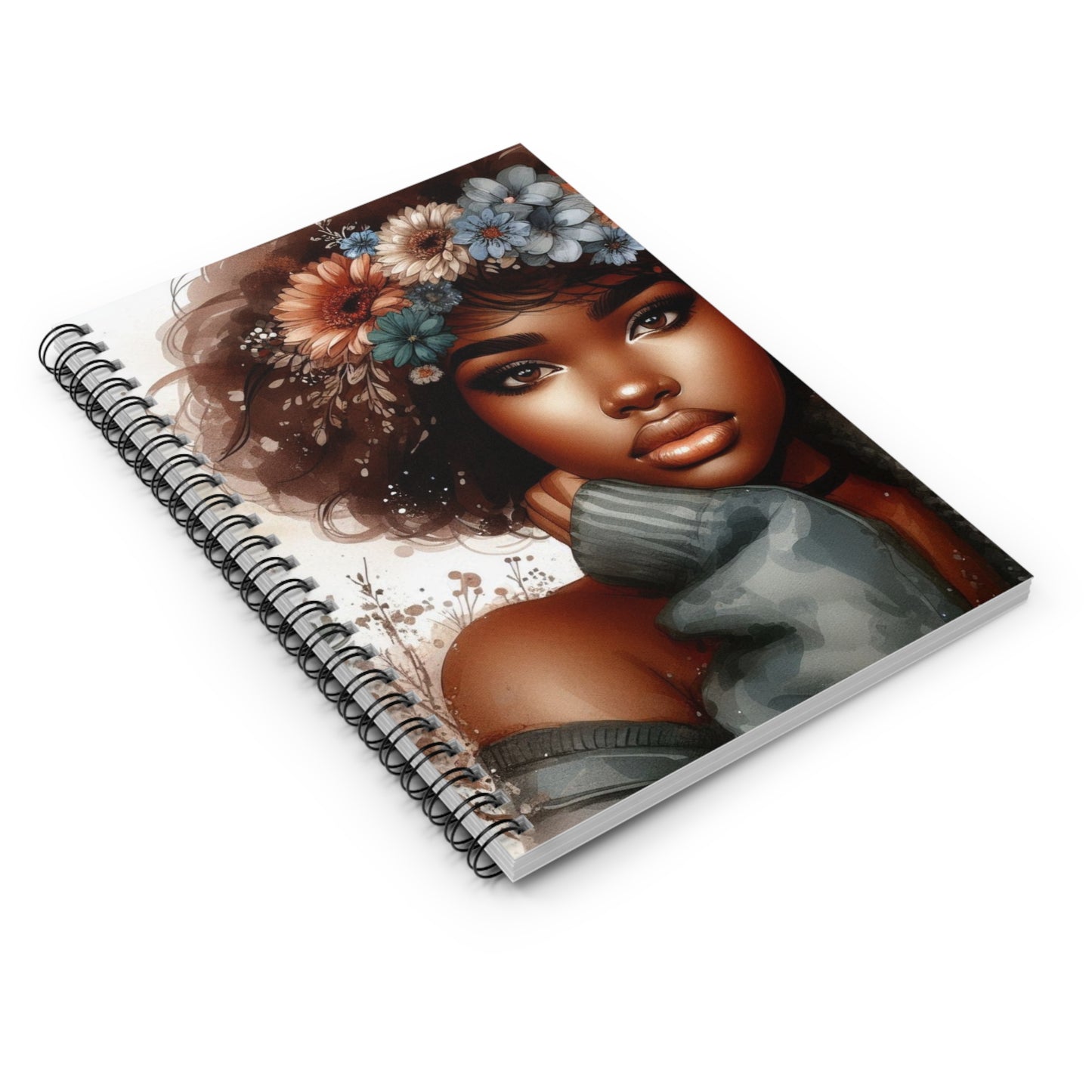 Flower Crown Spiral Notebook - Beautiful Afro Art