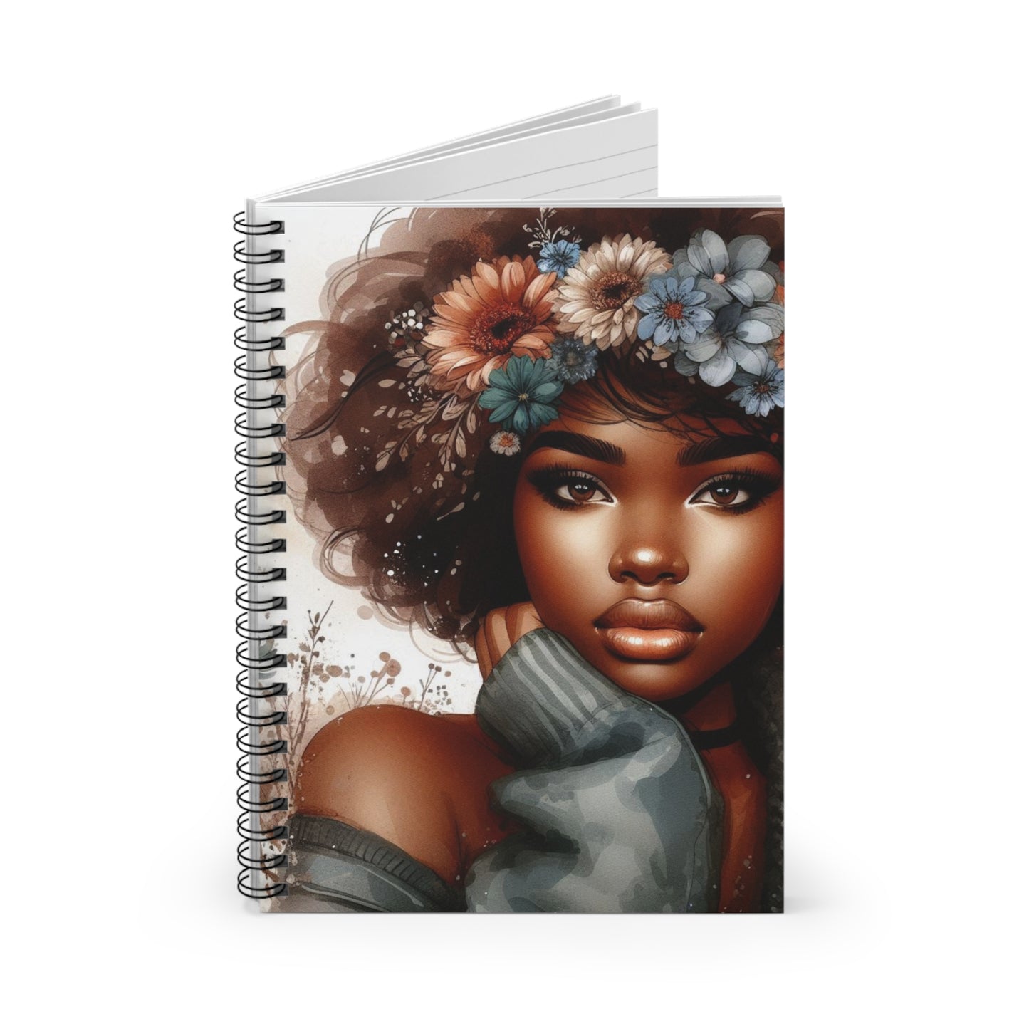 Flower Crown Spiral Notebook - Beautiful Afro Art