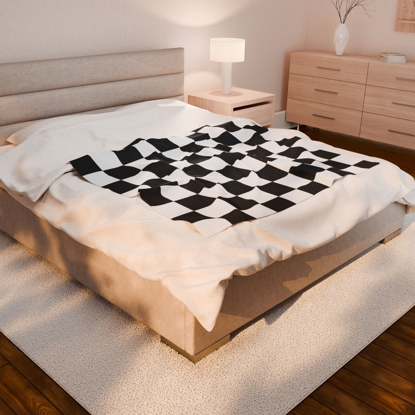 Cozy Checkerboard Velveteen Plush Blanket - Perfect Gift for Home, Fall, Winter, Snuggle Up, Living Room Decor, Soft Throw