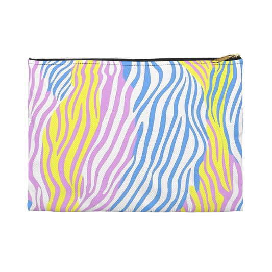 Vibrant Zebra Print Accessory Pouch, Makeup Bag, Travel Organizer, Gift for Her, Cute Pencil Case, Fun Zip Pouch