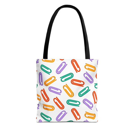 Colorful Paperclip Tote Bag for Office Lovers, Eco-Friendly Shopping Bag, Gift for Teachers, Fun Work Accessories, Casual Everyday Use