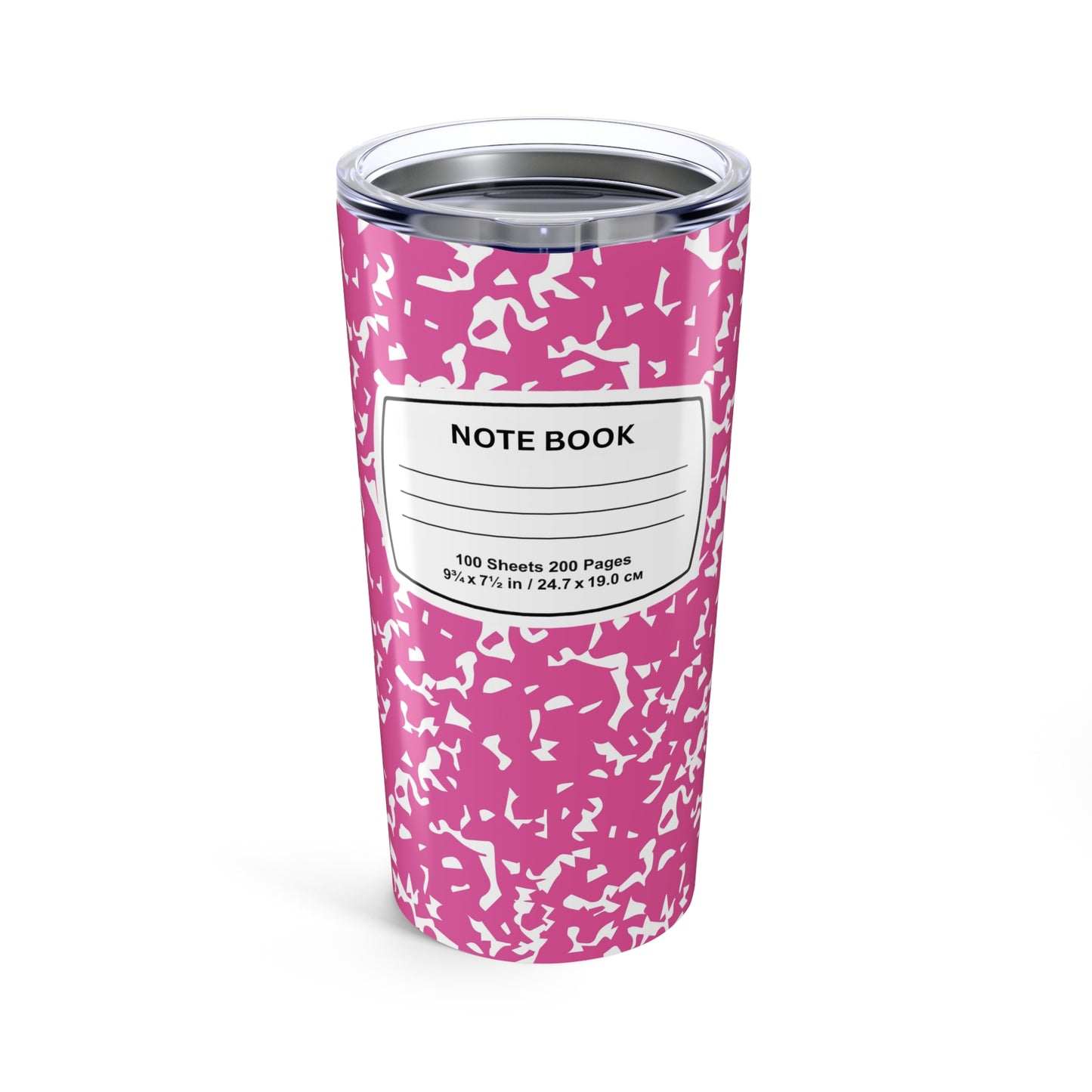 Stylish Note Book Tumbler, 20oz Insulated Travel Mug, Perfect for Students, Writers, Gift for Graduates, School Supplies, Pink
