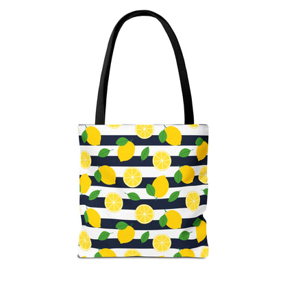 Lemon Stripe Tote Bag - Cute Beach Bag, Grocery Tote, Summer Accessories, Gift for Her, Vacation Carryall