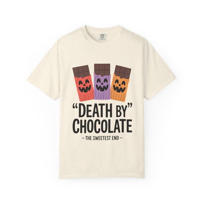 Death by Chocolate Unisex Tee - Sweet Treat Shirt for Chocoholics, Foodie Gift, Halloween Outfit, Fun Casual Wear