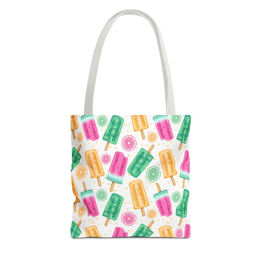 Colorful Popsicle Tote Bag, Summer Bag, Beach Tote, Reusable Grocery Bag, Fun Gift for Ice Cream Lovers, AOP Design
